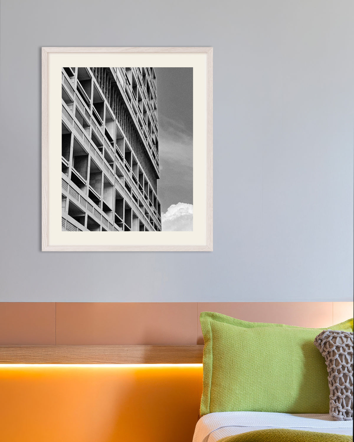 Poster of Loggias in the Sun, with white wooden frame