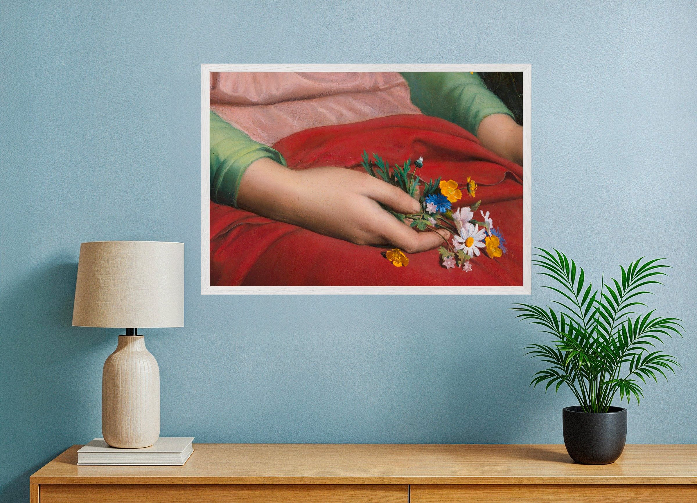 Louis Janmot "Fleur des Champs" Hands Detail - Wildflower Bouquet Art Poster