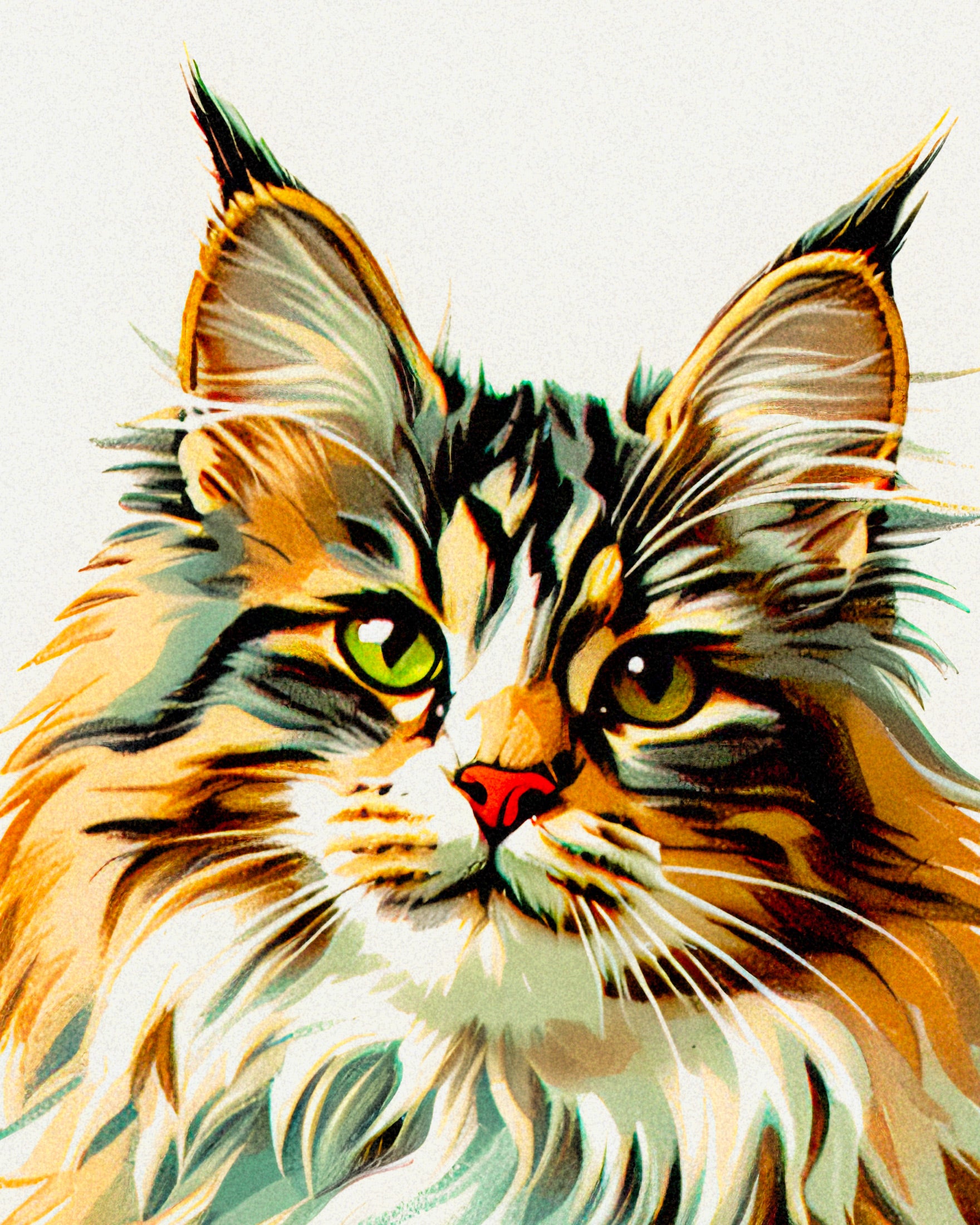 Maine Coon Cat 02 - vintage art - Poster