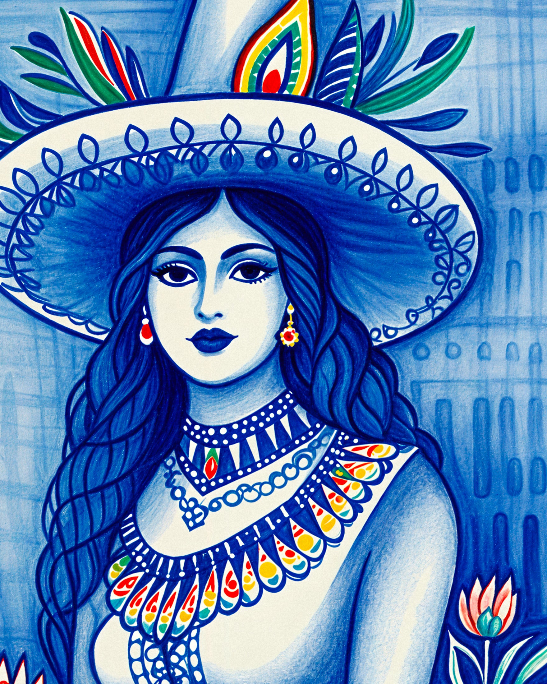 Mexican artwork, traditional tales, female portrait – Print