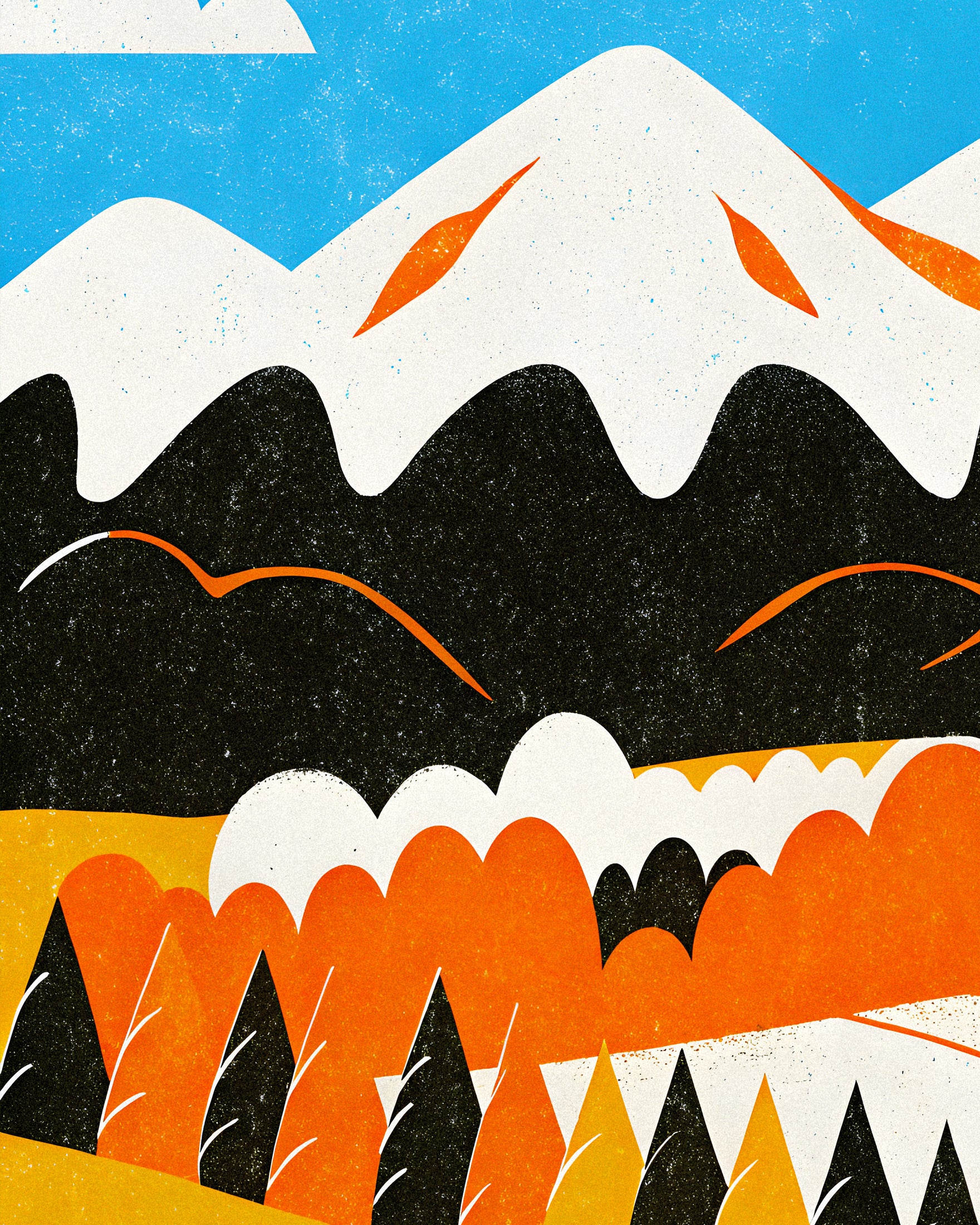 Contemporary Mountain Scenery – Artistic Nature Print