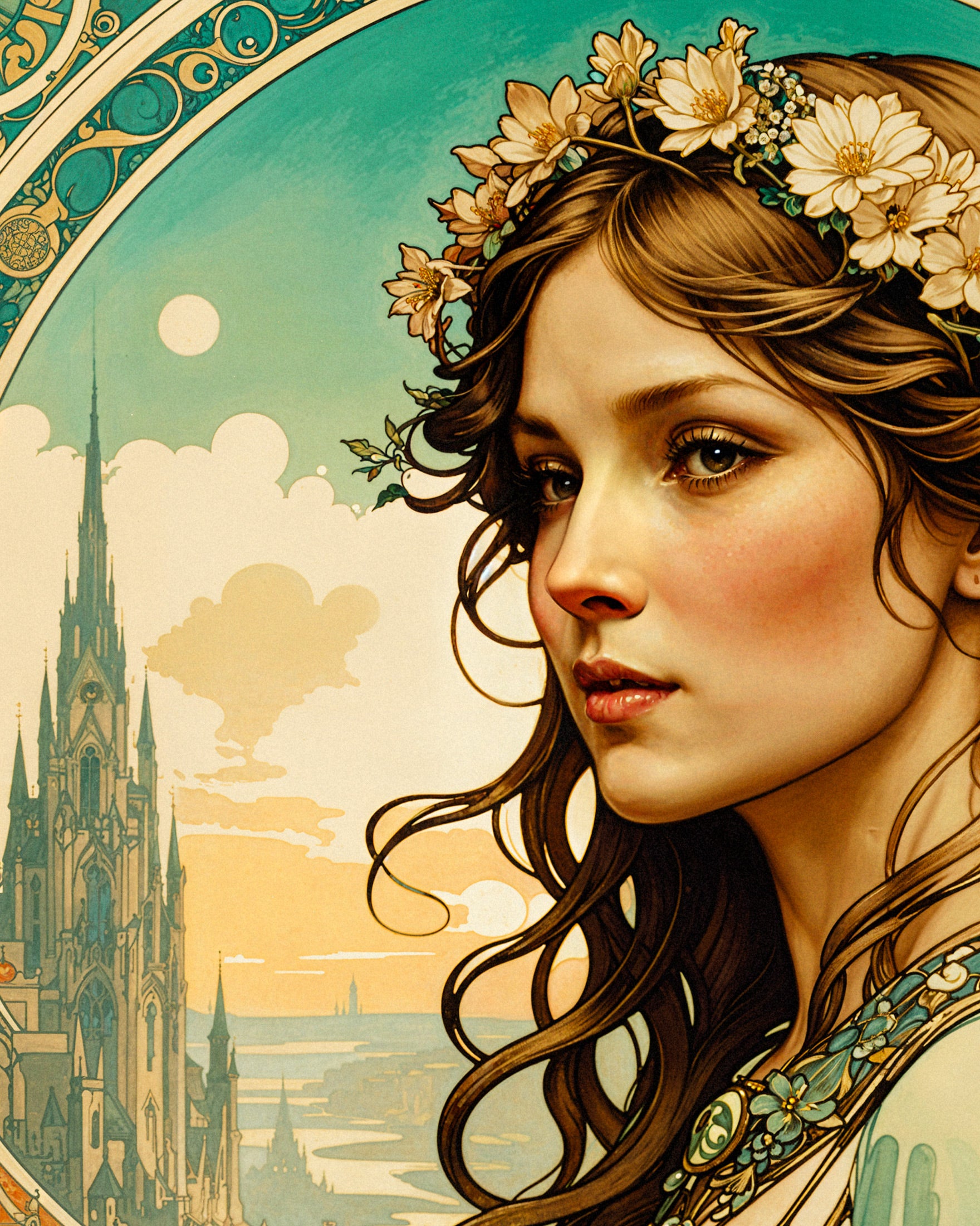 Art Nouveau Lady – Decorative Wall Print