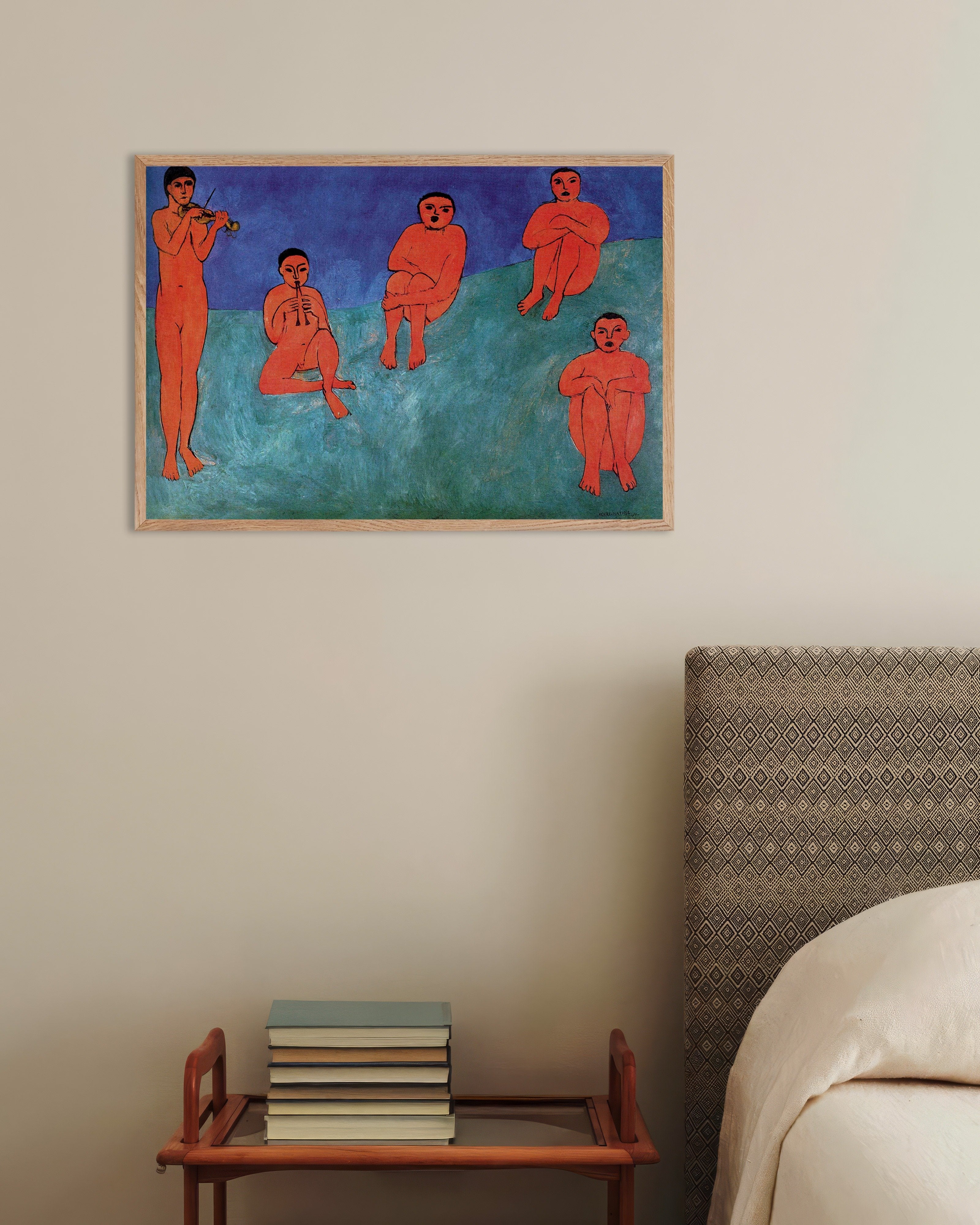 Poster of Music (1910) by Henri Matisse, with natural wooden frame