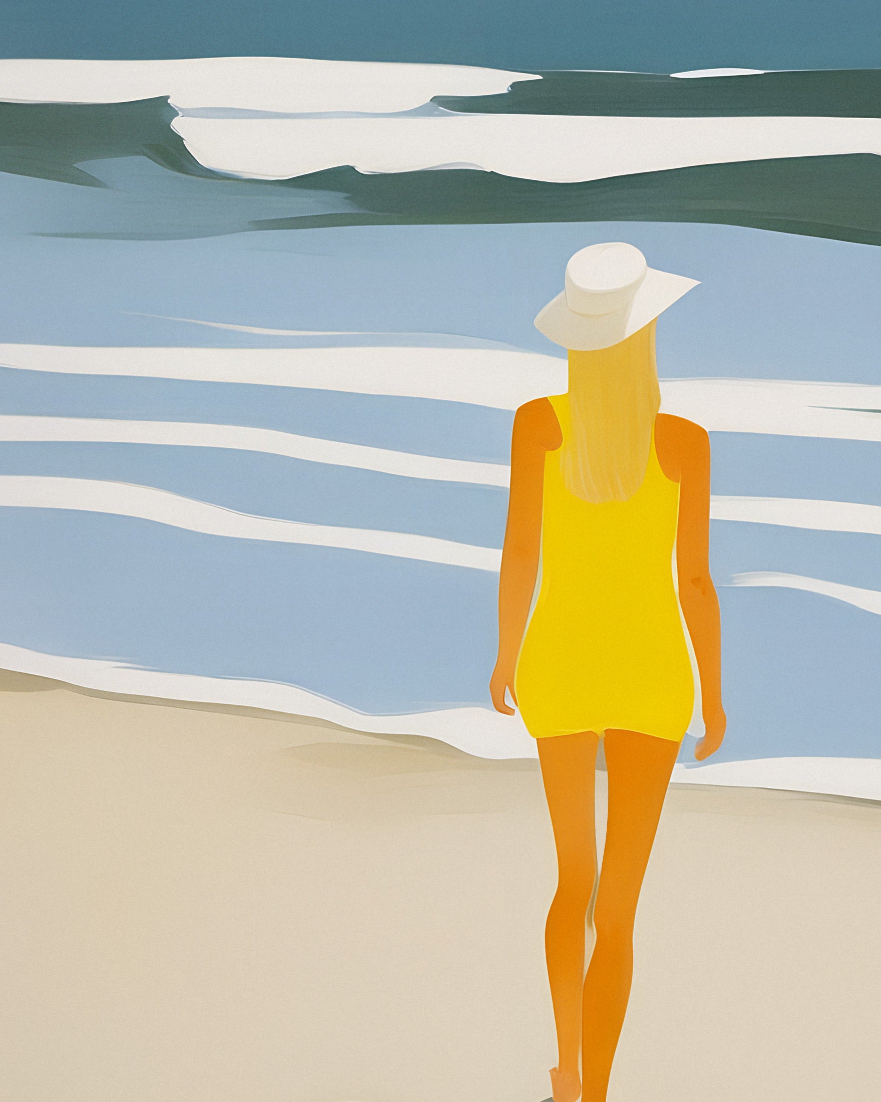 Nastya Seaside Portrait – Bright Yellow Coastal Wall Art Print
