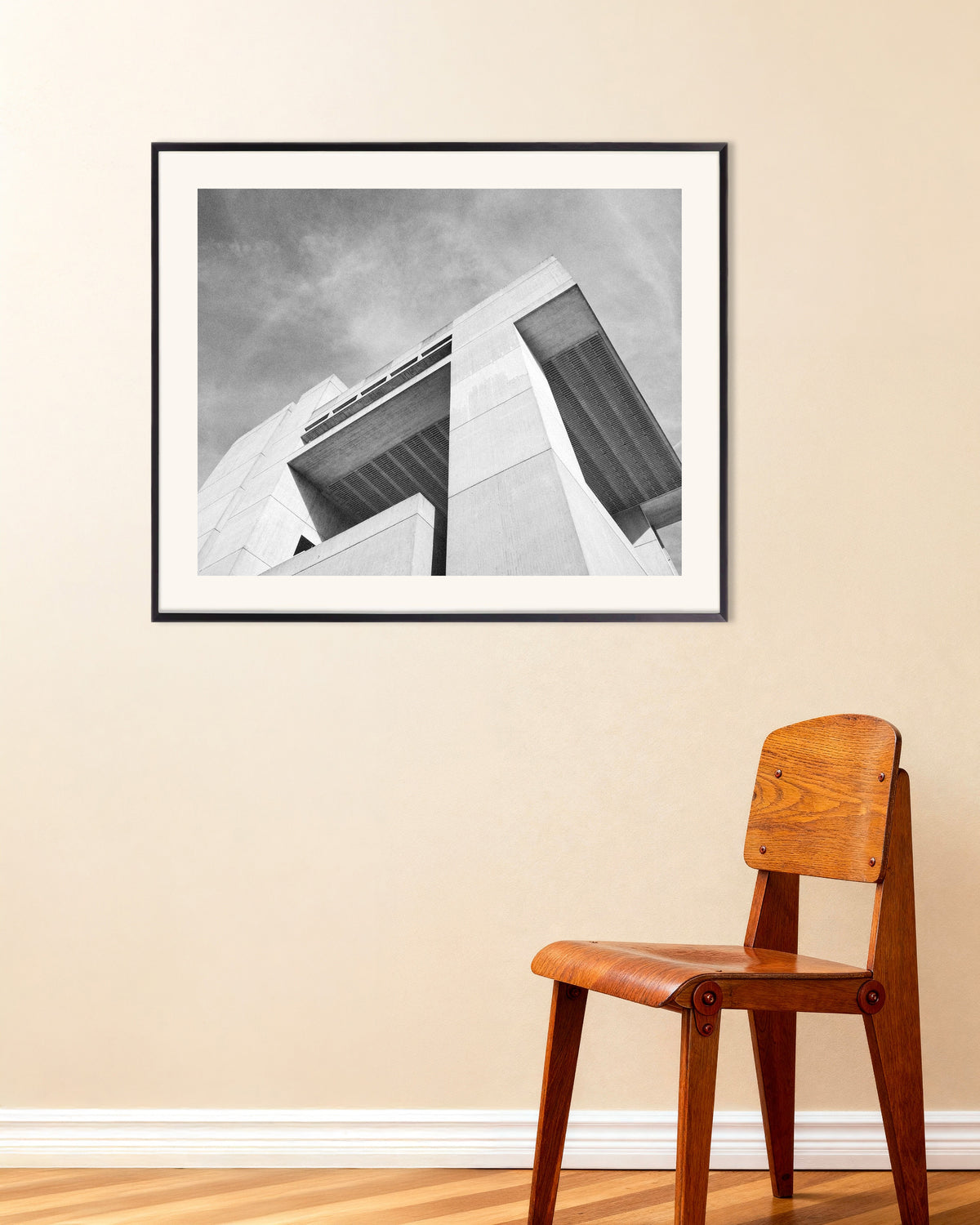 Poster of Overhanging Block and Louvers, with metal frame
