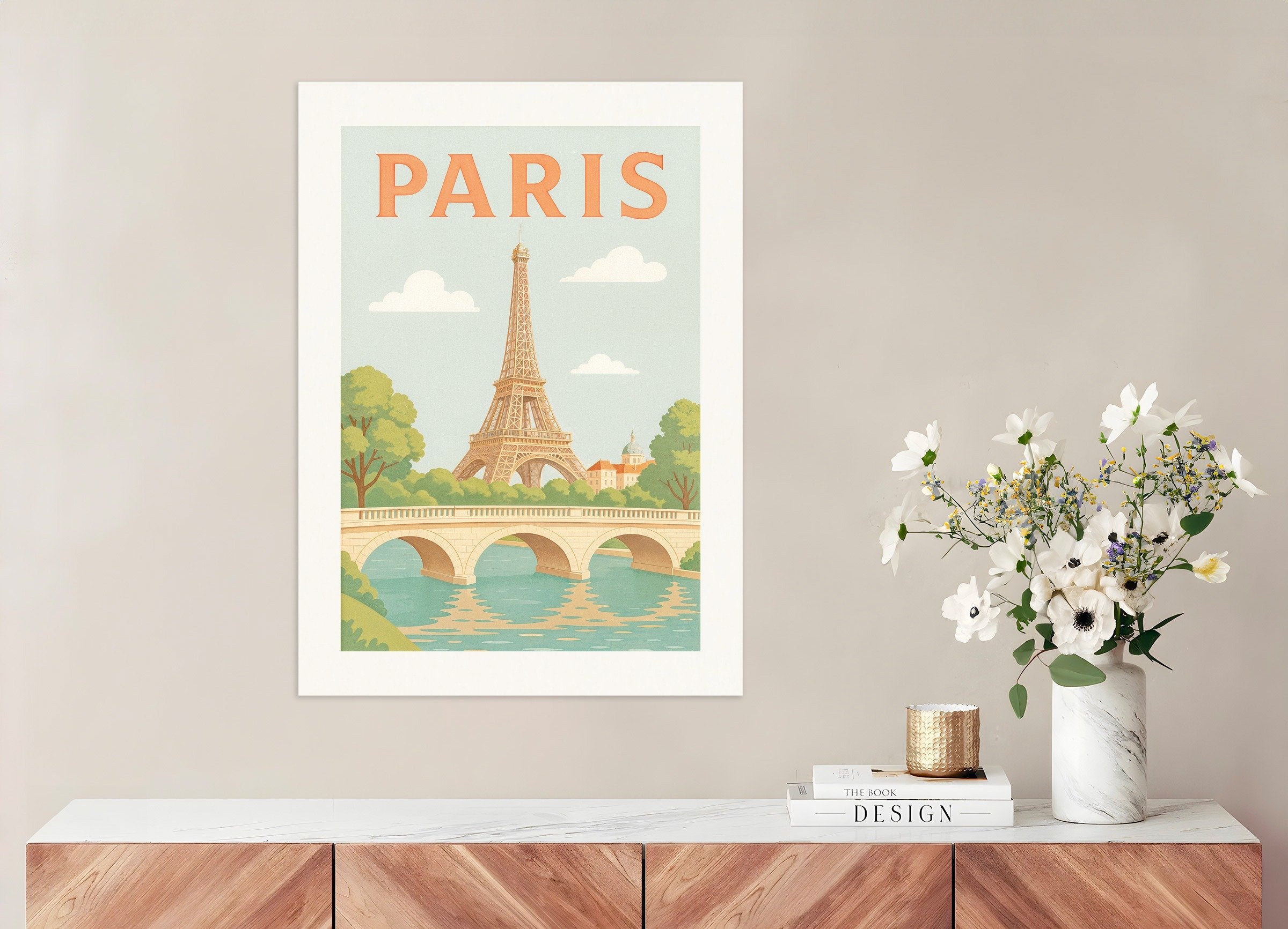 Poster of Paris – Soft Pastel Illustration of the Eiffel Tower - Poster