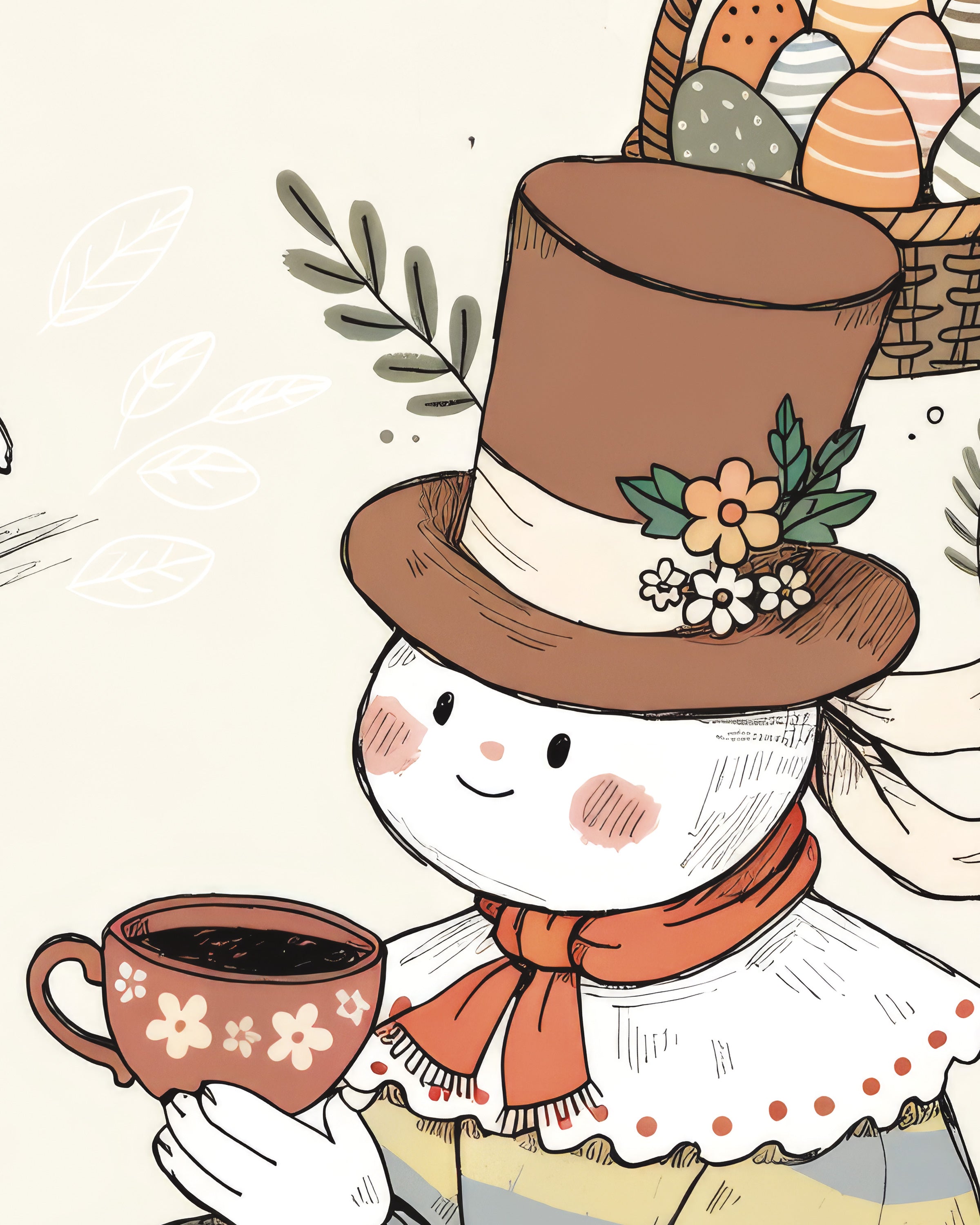 Easter Tea Break Illustration Poster