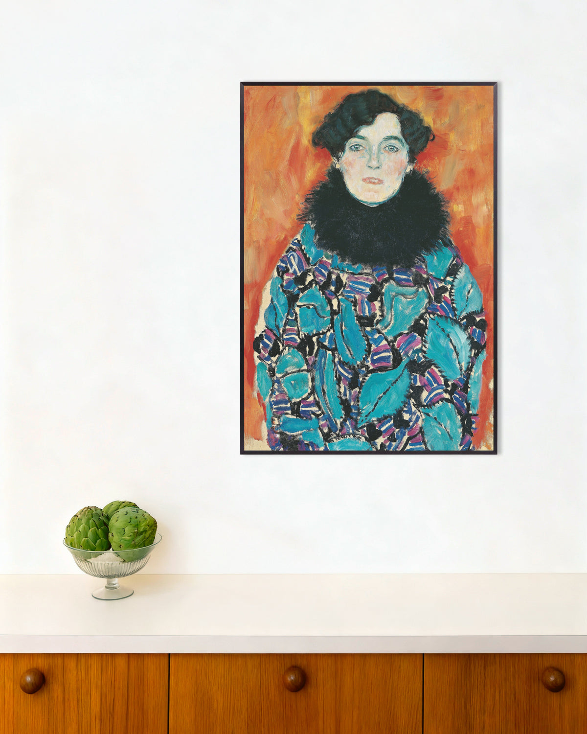 Poster of Portrait of Johanna Staude (1917) by Gustav Klimt, with metal frame