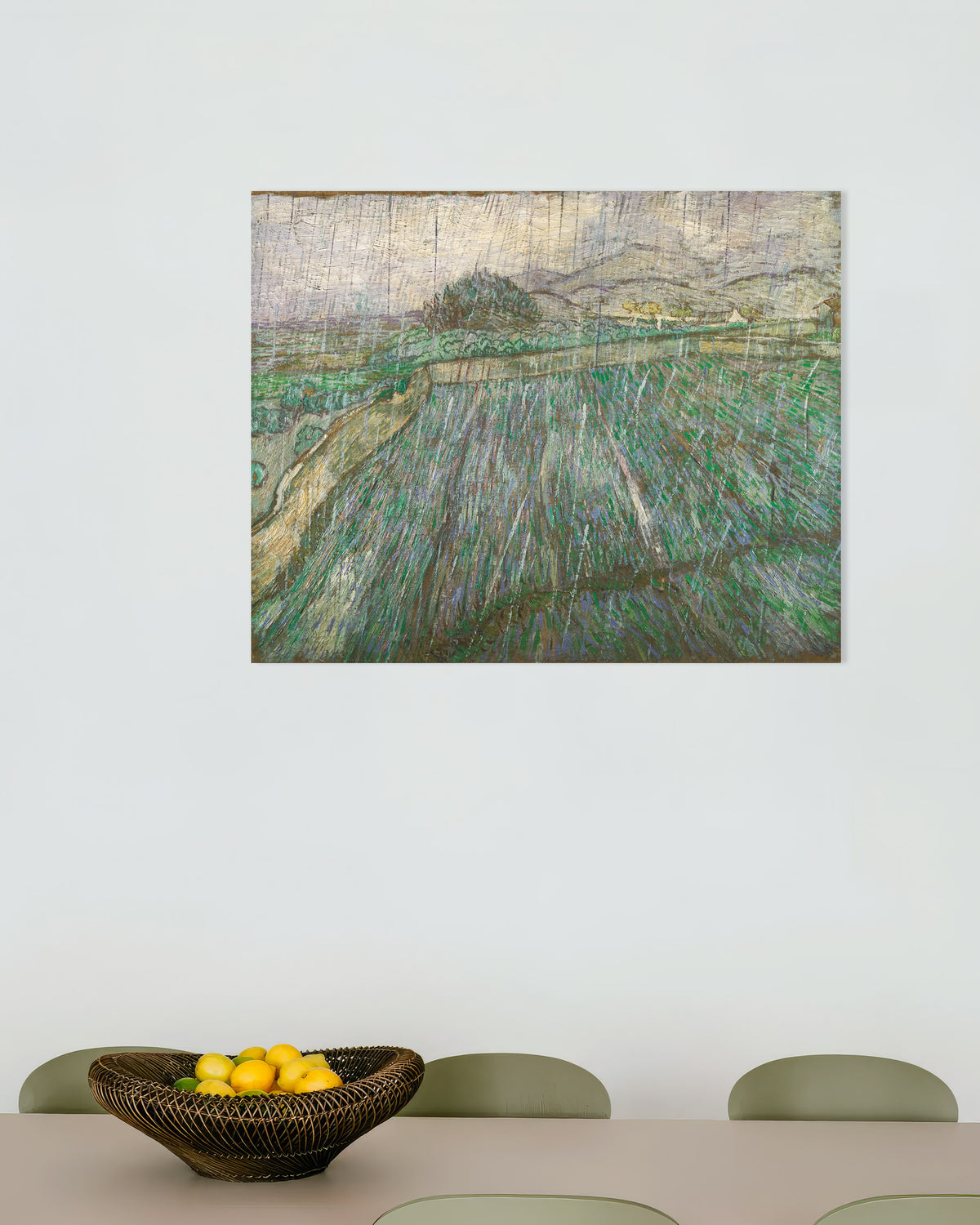Poster of Rain (1889) by Vincent van Gogh