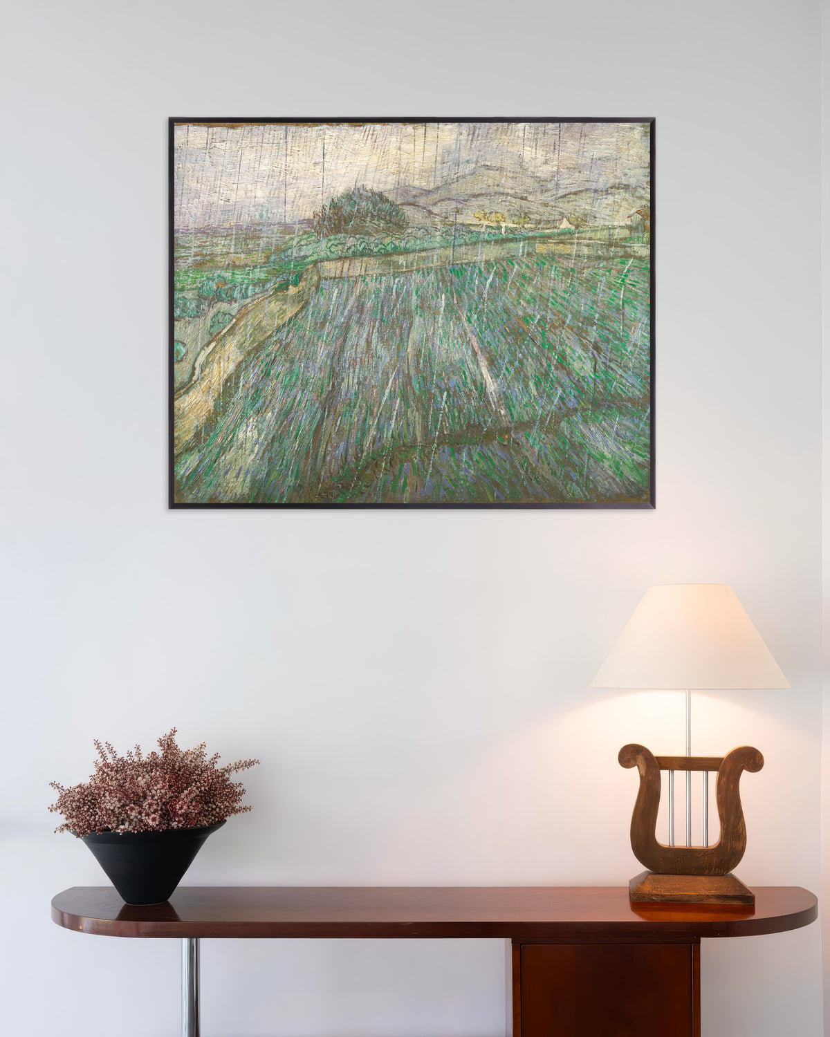Poster of Rain (1889) by Vincent van Gogh, with metal frame
