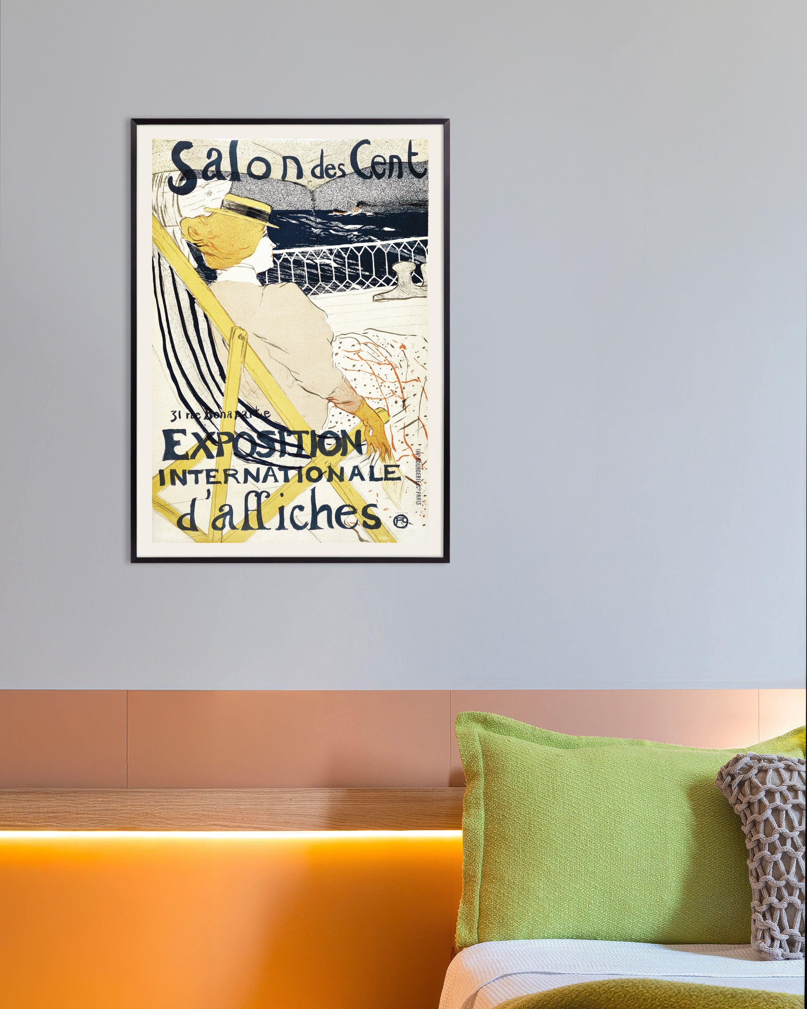 Poster of Salon des Cent, poster (1896) by Henri de Toulouse-Lautrec, with metal frame