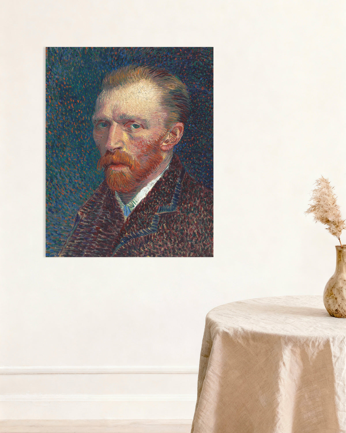 Poster of Self-Portrait on a Dotted Blue Background (1887) by Vincent van Gogh