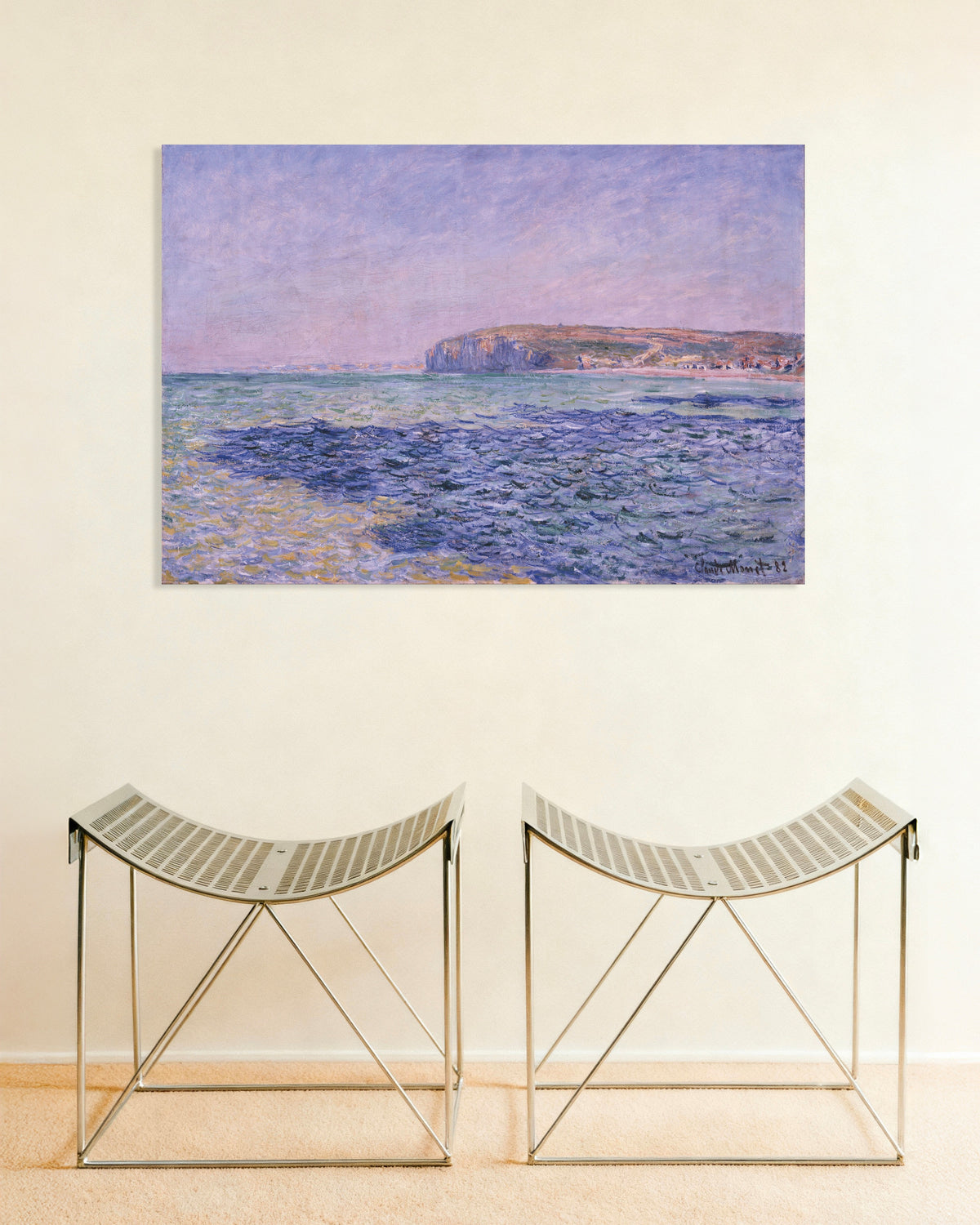 Poster of Shadows on the Sea, the Cliffs at Pourville (1882) by Claude Monet