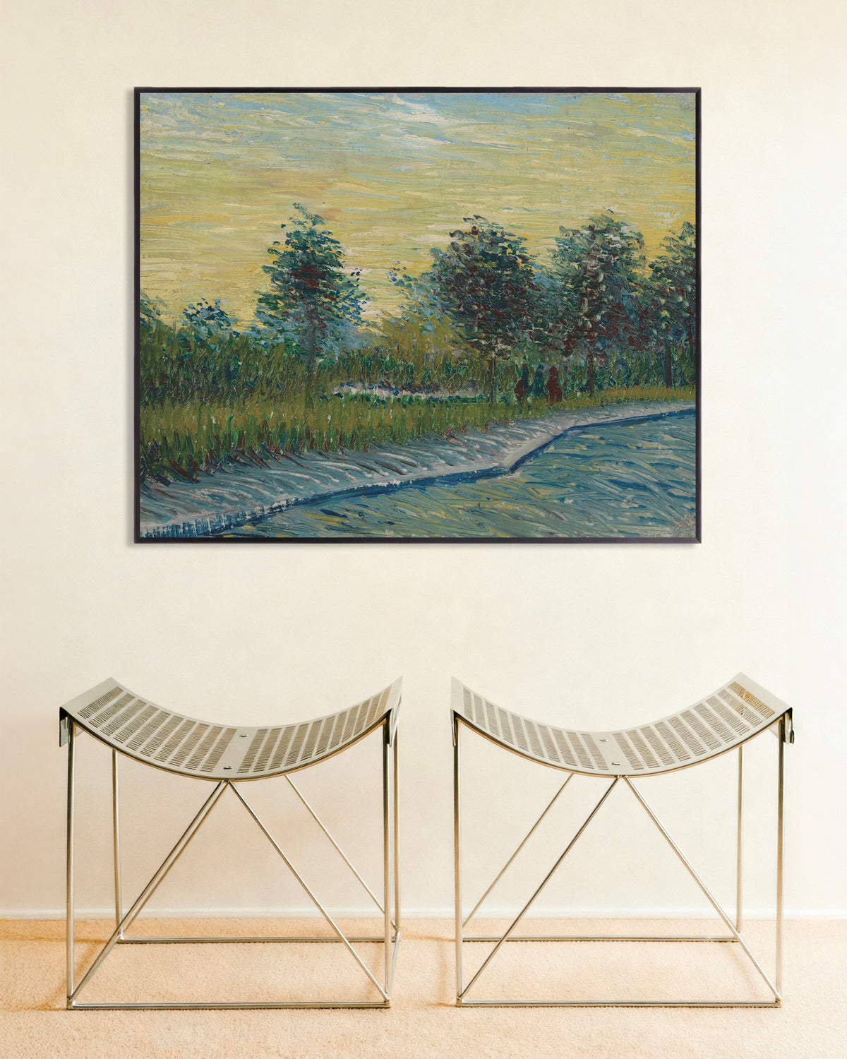 Poster of Square Saint-Pierre at Sunset (1887) by Vincent van Gogh, with metal frame
