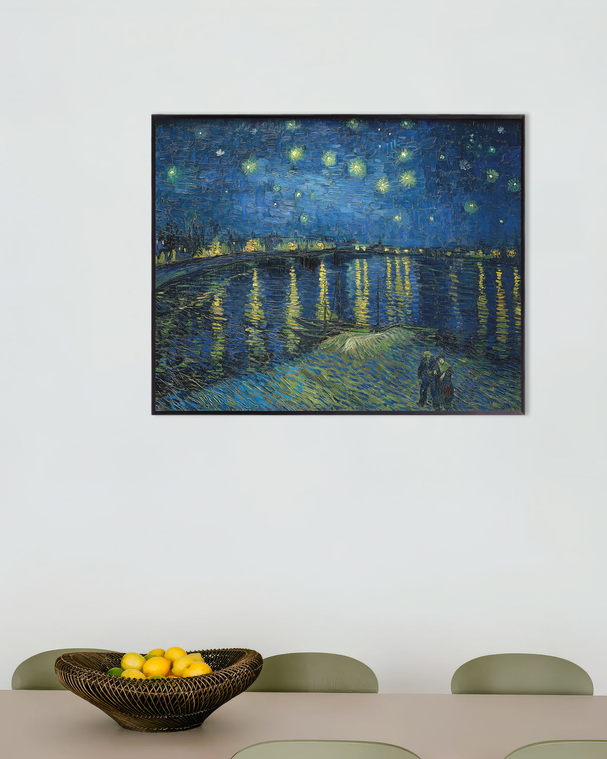 Poster of Starry Night Over the Rhône (1888) by Vincent van Gogh, with metal frame