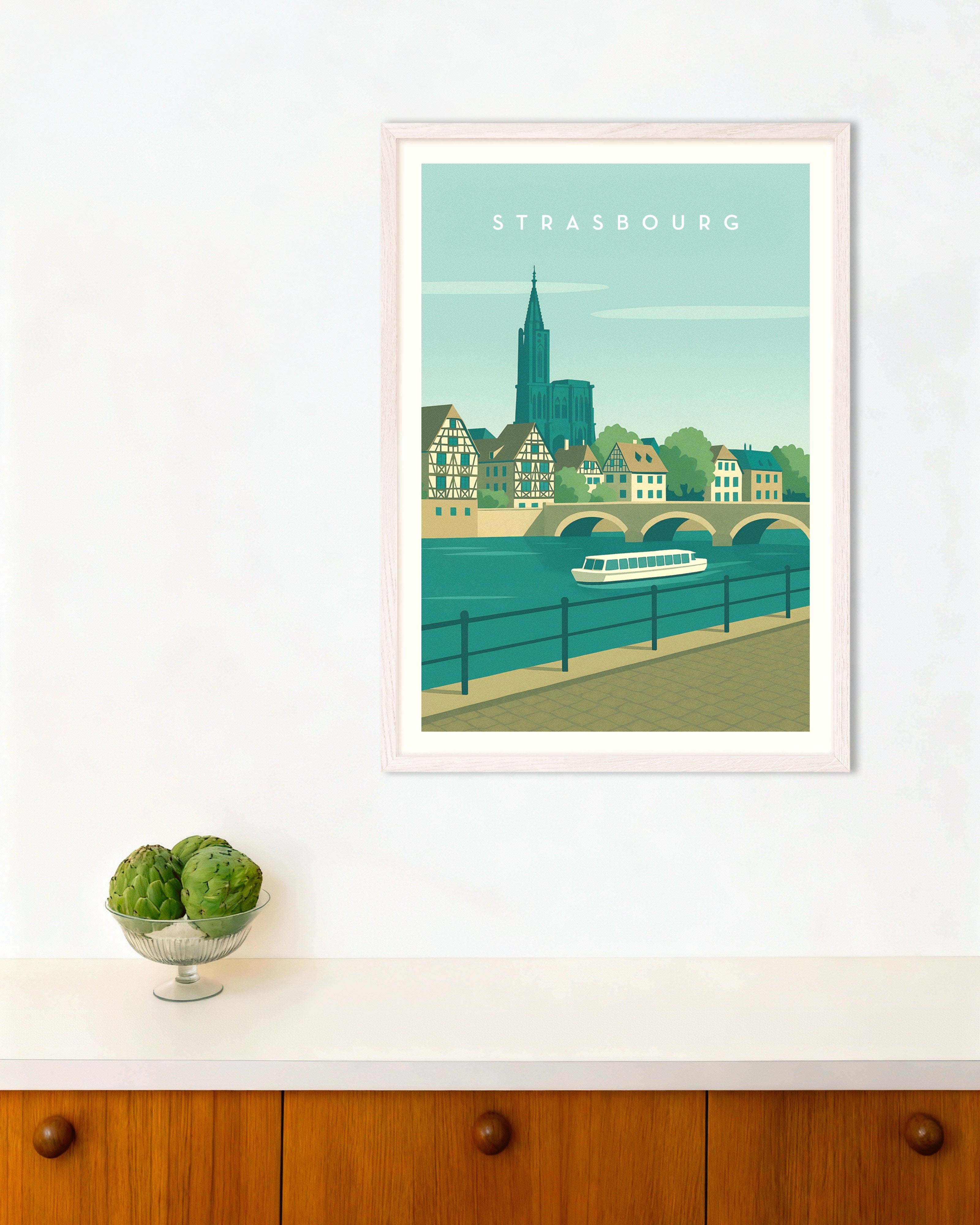 Poster of Strasbourg Wall Art Print, with white wooden frame
