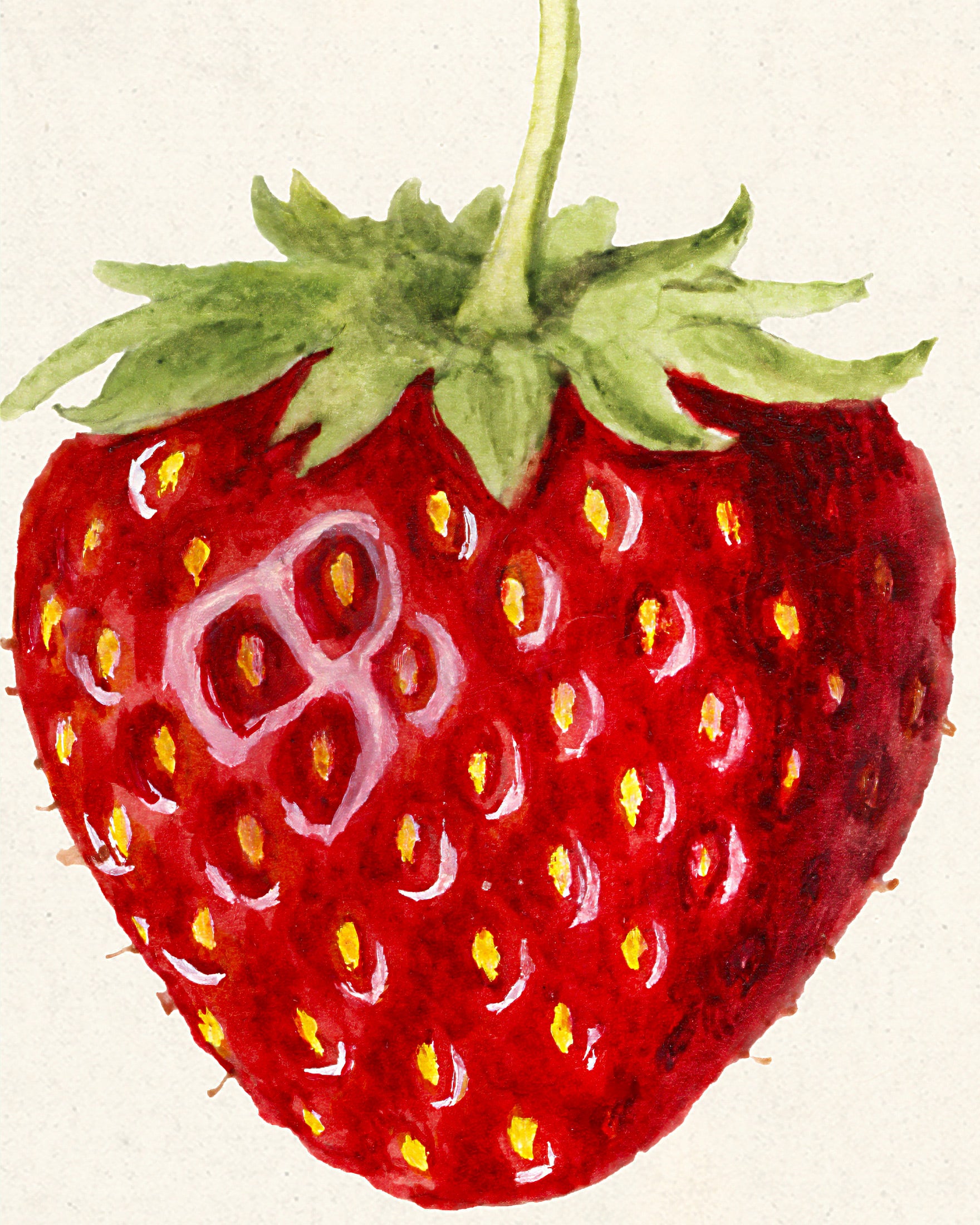 Vintage Strawberry Botanical Print - Watercolor Fruit Wall Art