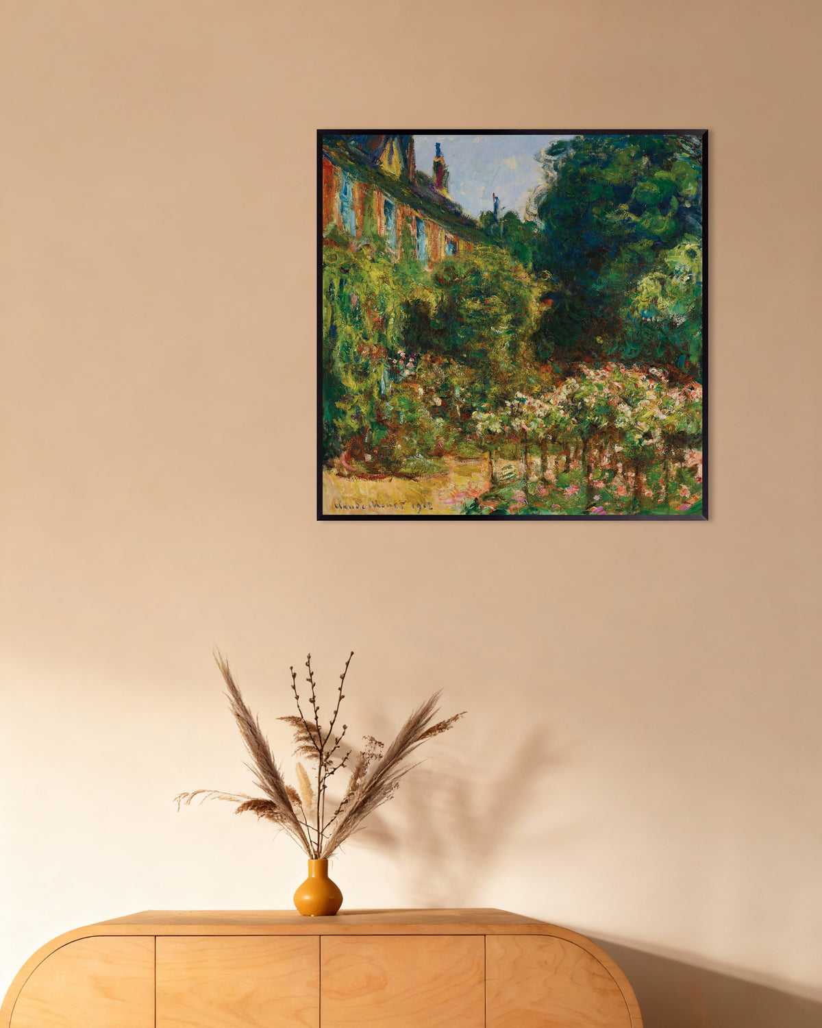 Poster of The Artist's House at Giverny (1912) by Claude Monet, with metal frame