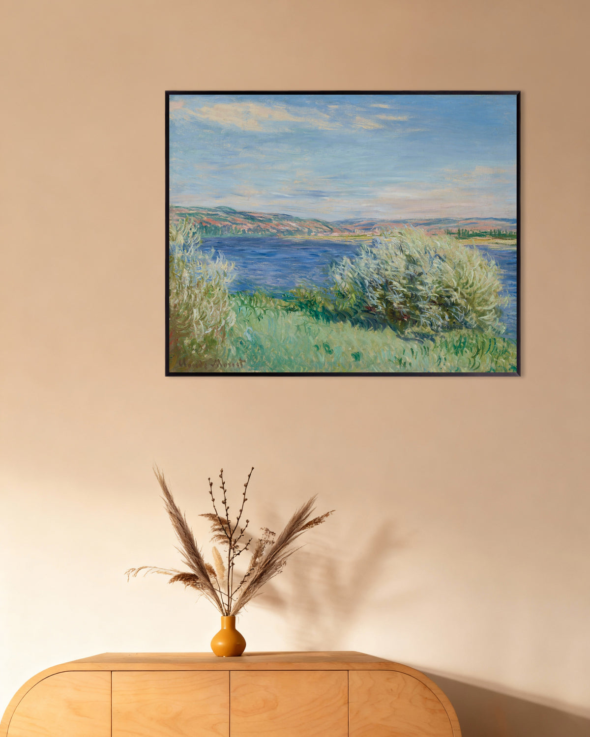 Poster of The Banks of the Seine near Vétheuil (1881) by Claude Monet, with metal frame