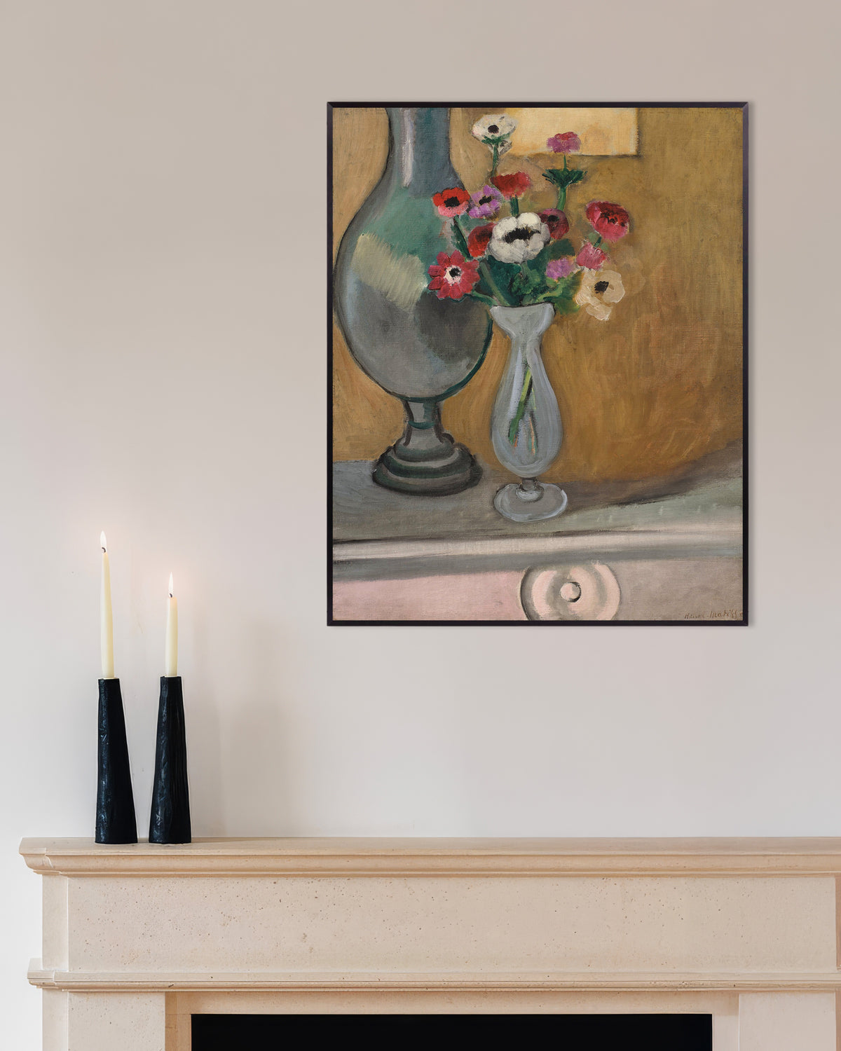 Poster of The Bouquet of Anemones (1918) by Henri Matisse, with metal frame