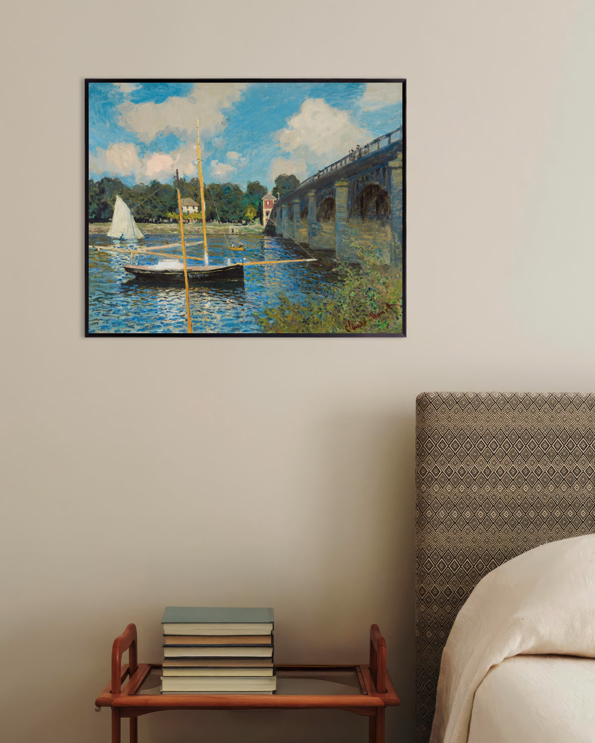 Poster of The Bridge at Argenteuil (1874) by Claude Monet, with metal frame