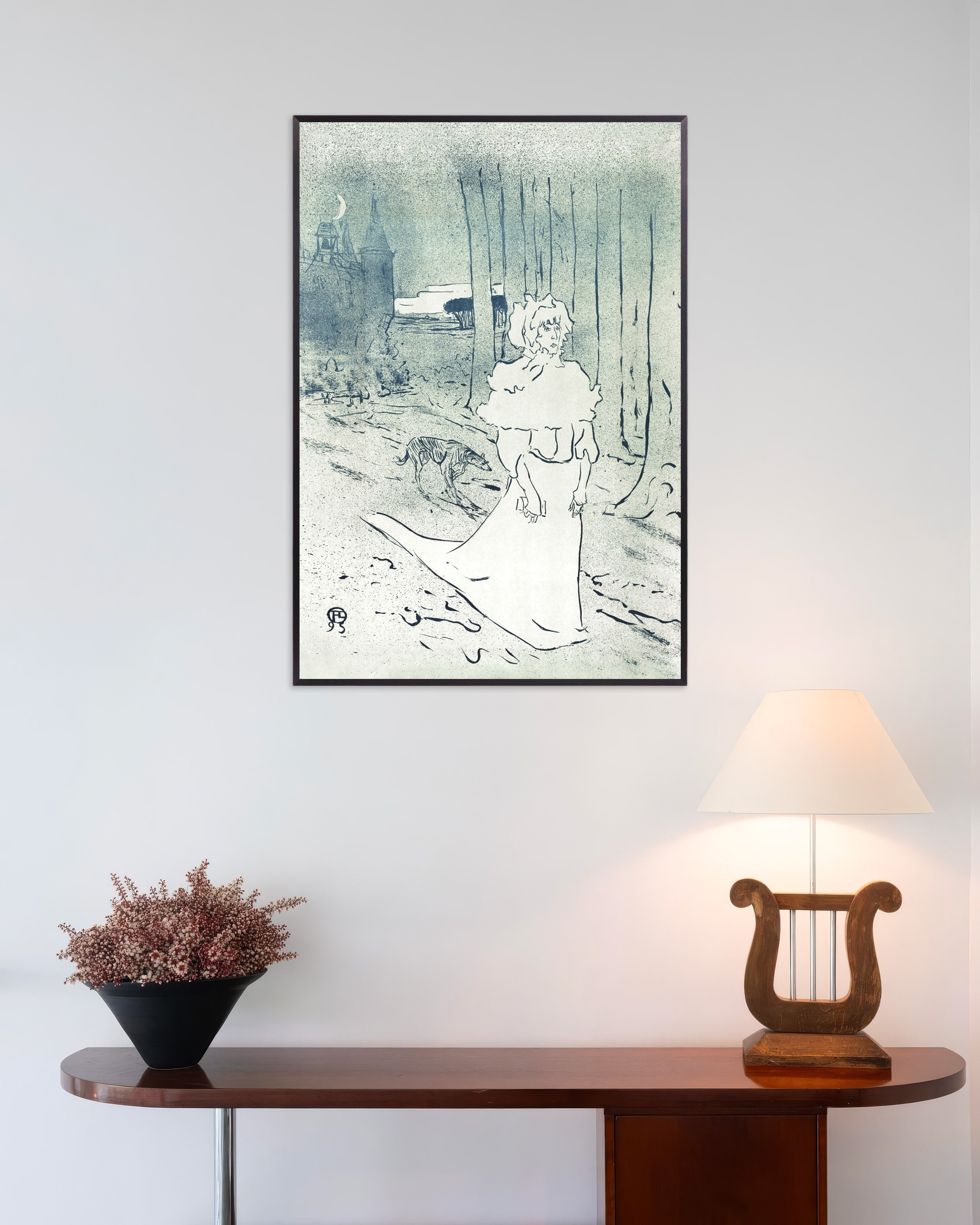 Poster of The Chatelaine or the Tocsin (1895) by Henri de Toulouse-Lautrec, with metal frame