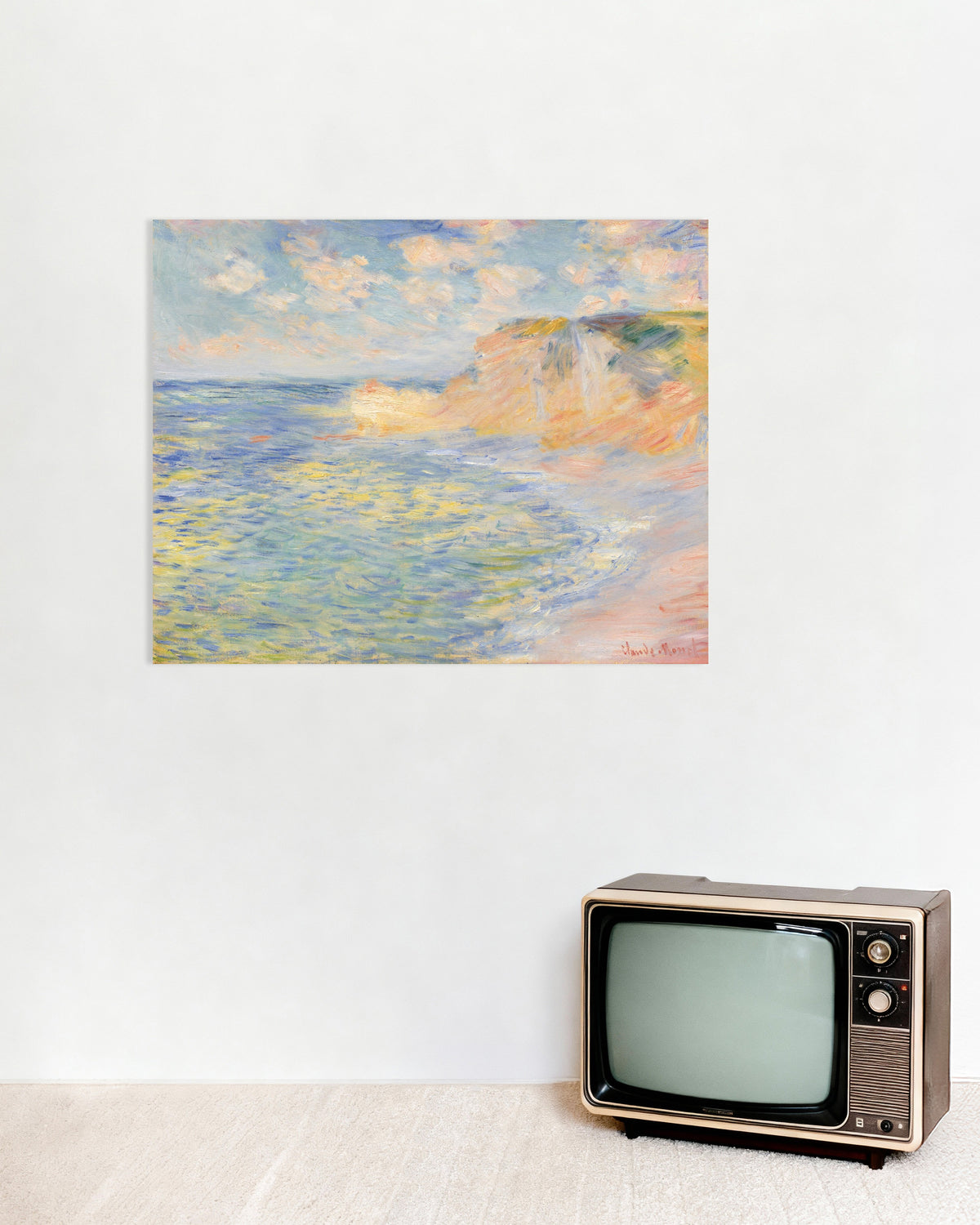 Poster of The Falaise d'Amont, Étretat (1885) by Claude Monet
