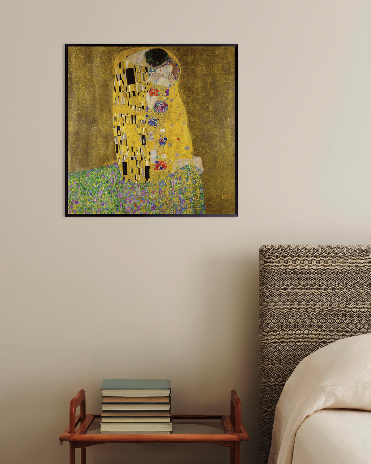 Poster of The Kiss (1907–1908) by Gustav Klimt, with metal frame