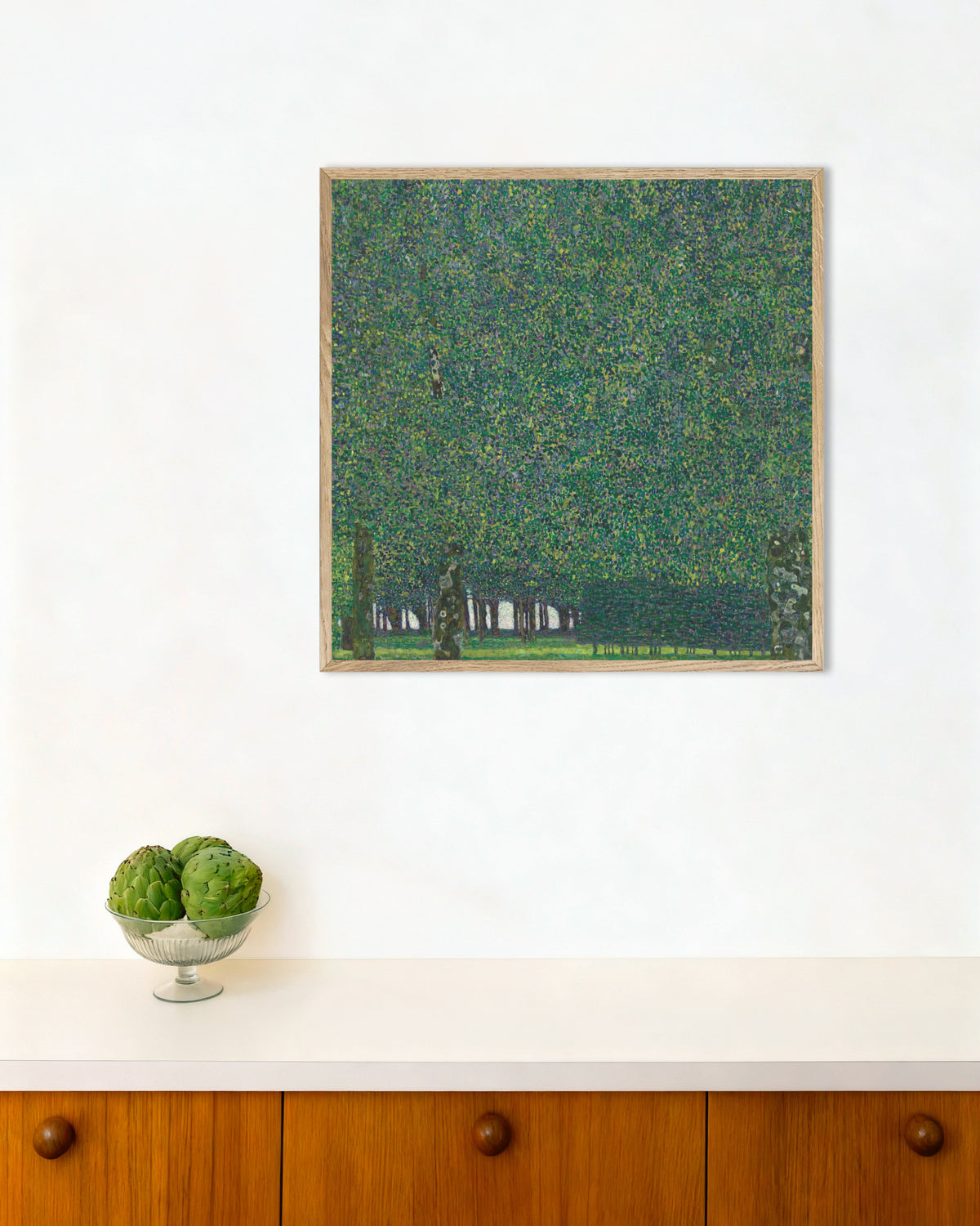 Poster of The Park (ca. 1910–1911) by Gustav Klimt, with natural wooden frame