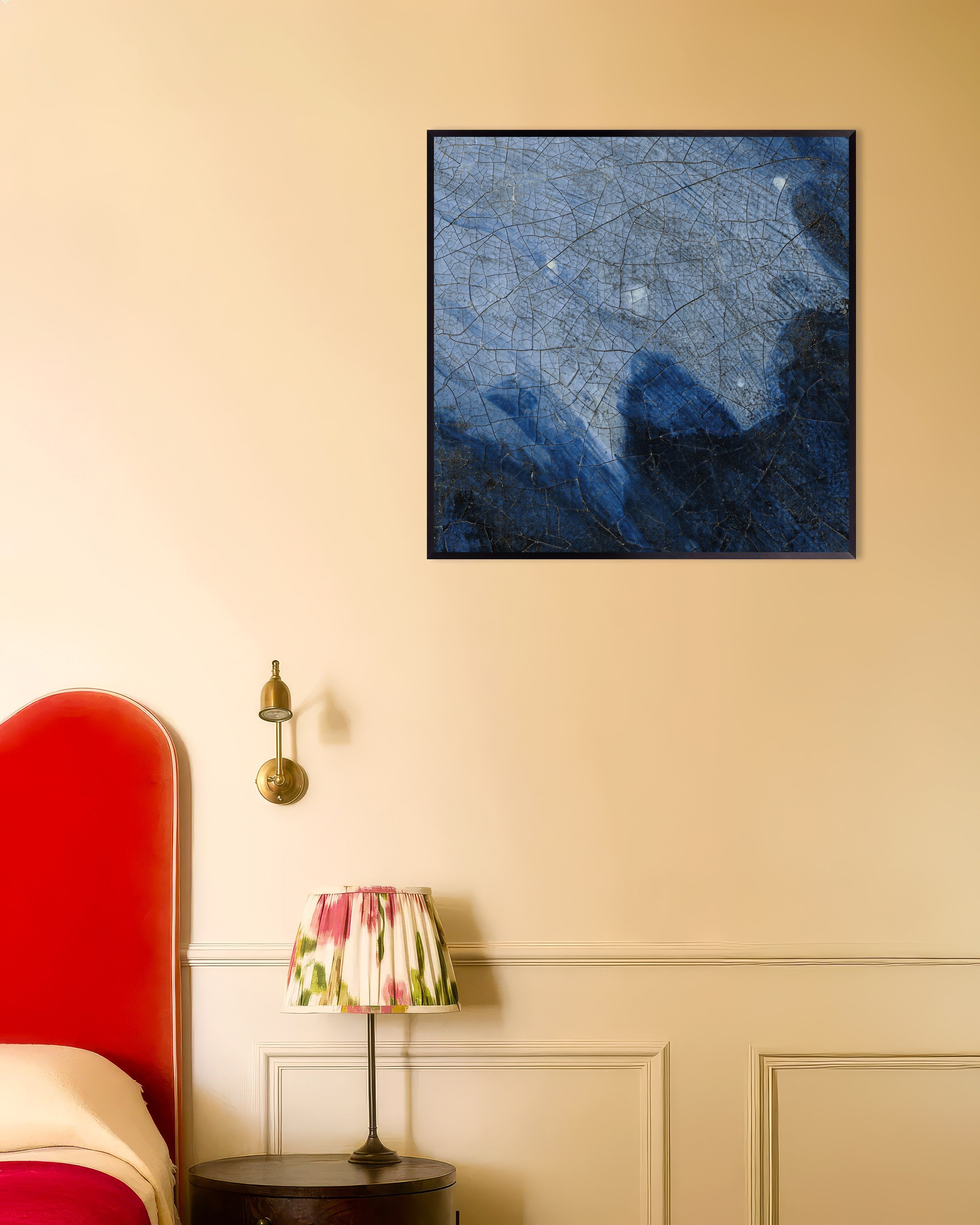 Poster of The Turban: Vermeer Ultramarine Detail Poster, with metal frame