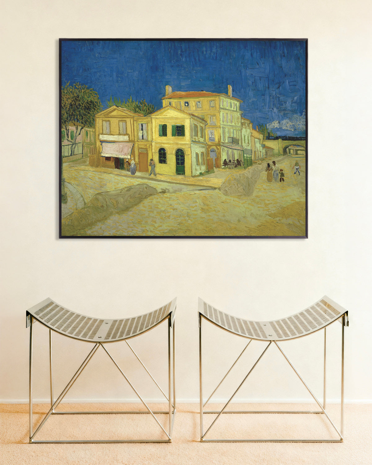 Poster of The Yellow House, The Street (1888) by Vincent van Gogh, with metal frame