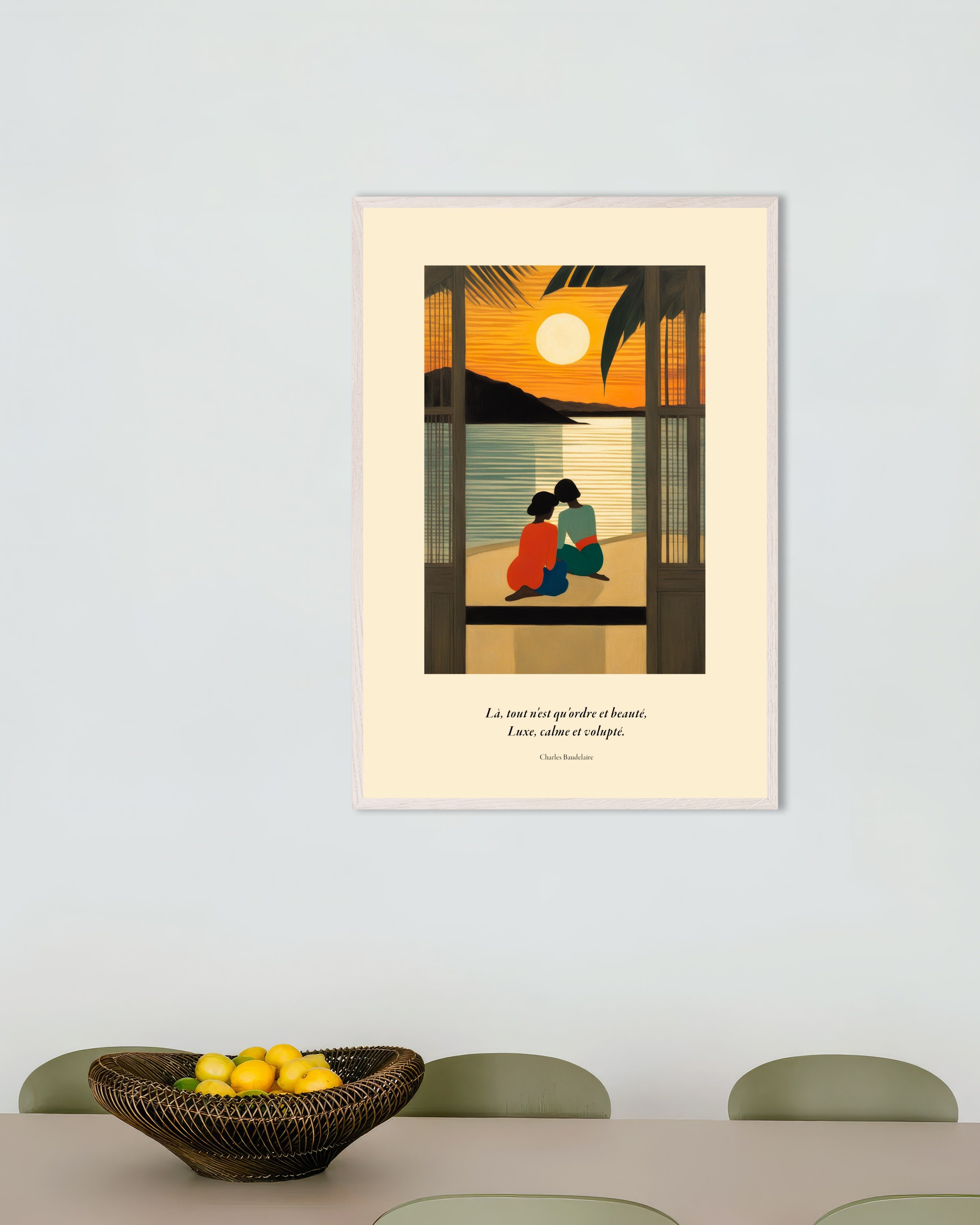 Poster of There, all is order and beauty, Baudelaire, french, with white wooden frame