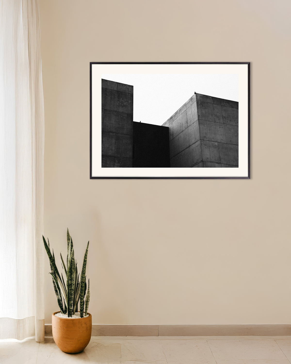 Poster of Two Concrete Blocks and a Bird, with metal frame