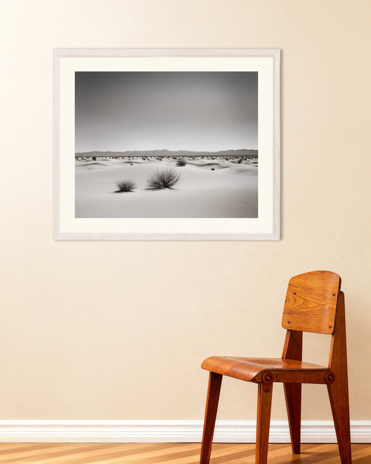 Poster of Urban, black and white abstract explorations, Desert - Poster, with white wooden frame