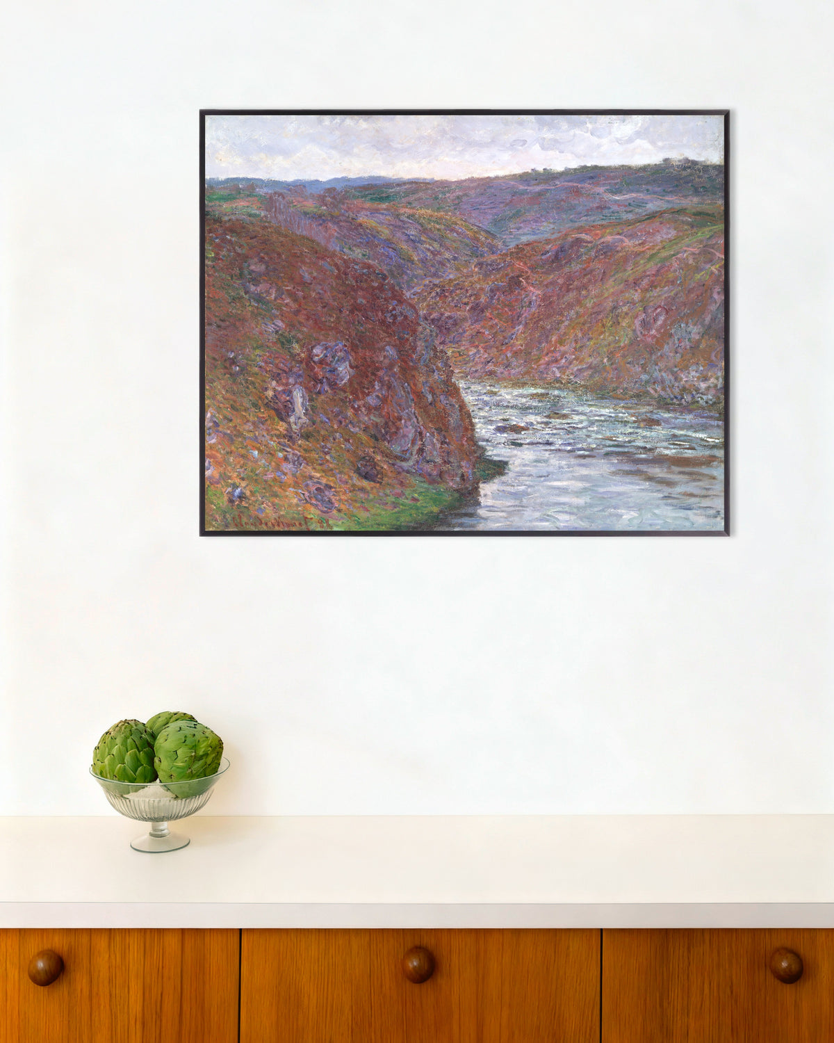 Poster of Valley of the Creuse, Gray Day (1889) by Claude Monet, with metal frame