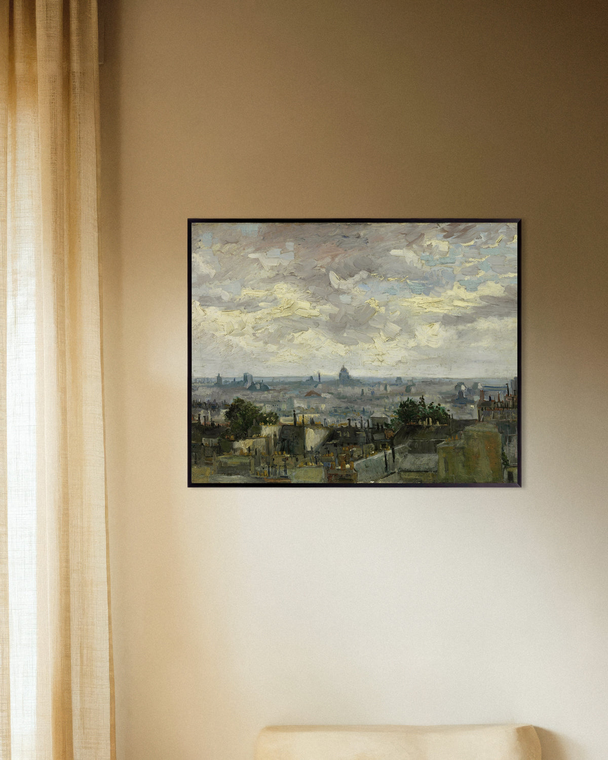 Poster of View of Paris (1886) by Vincent van Gogh, with metal frame