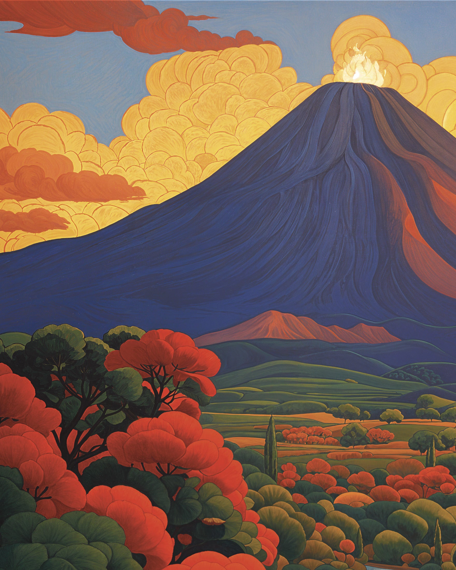 Volcanic print, enchanting symbolist artwork