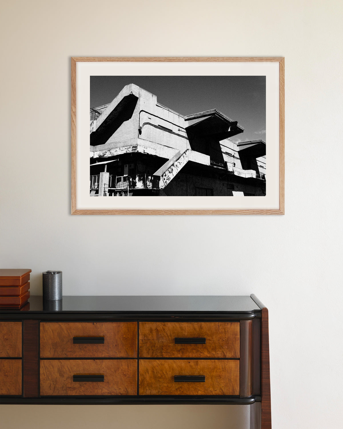 Poster of Weathered Concrete Pavilion, with natural wooden frame