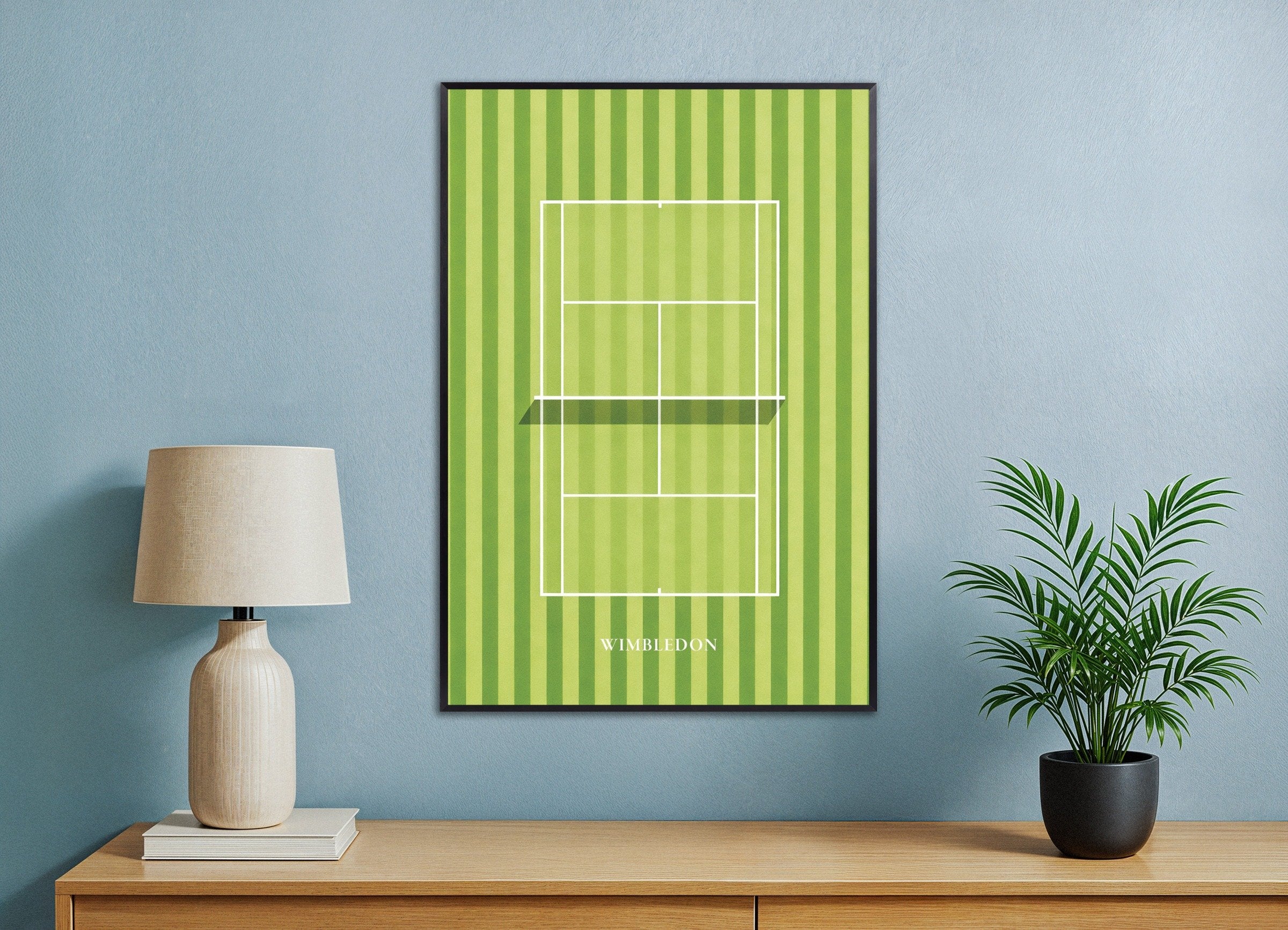 Poster of Wimbledon poster – Grass court tennis art print, with metal frame