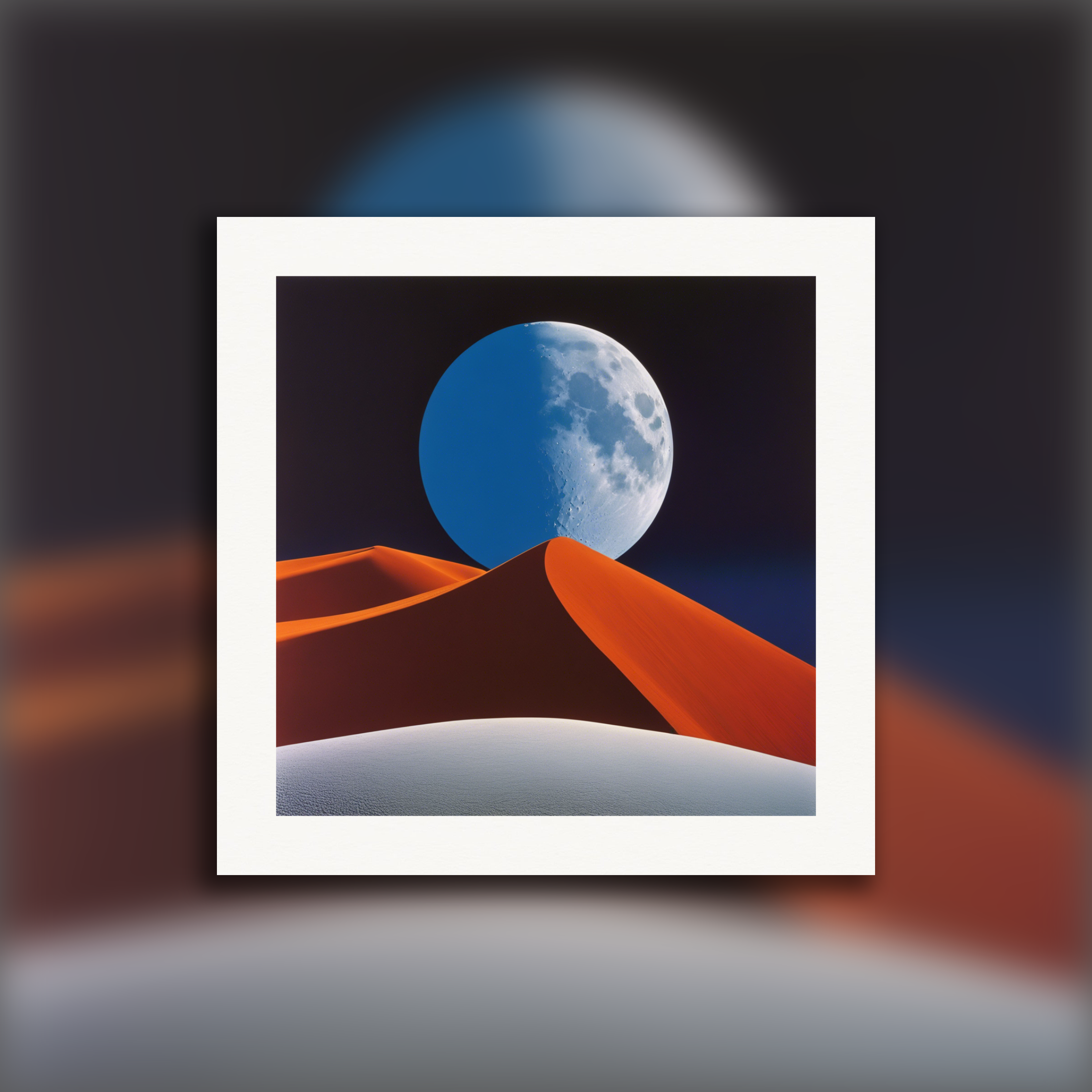 Colorful and abstract images, capturing geometric compositions in landscapes, Moon - Poster