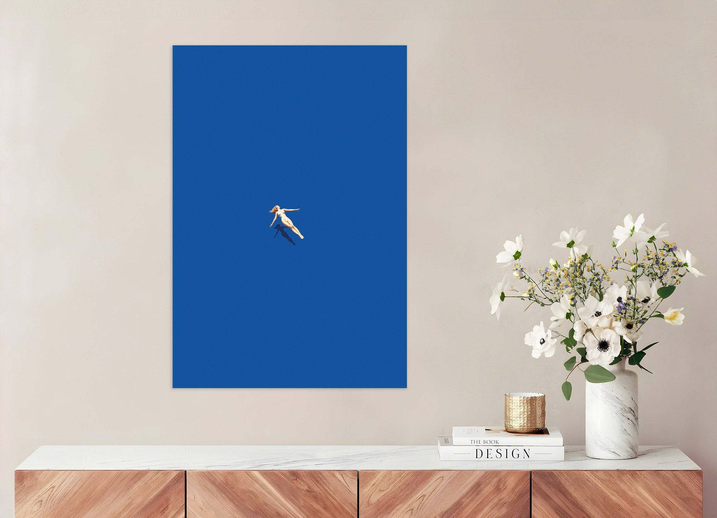 Lady drifting in a pool, spa wall art print