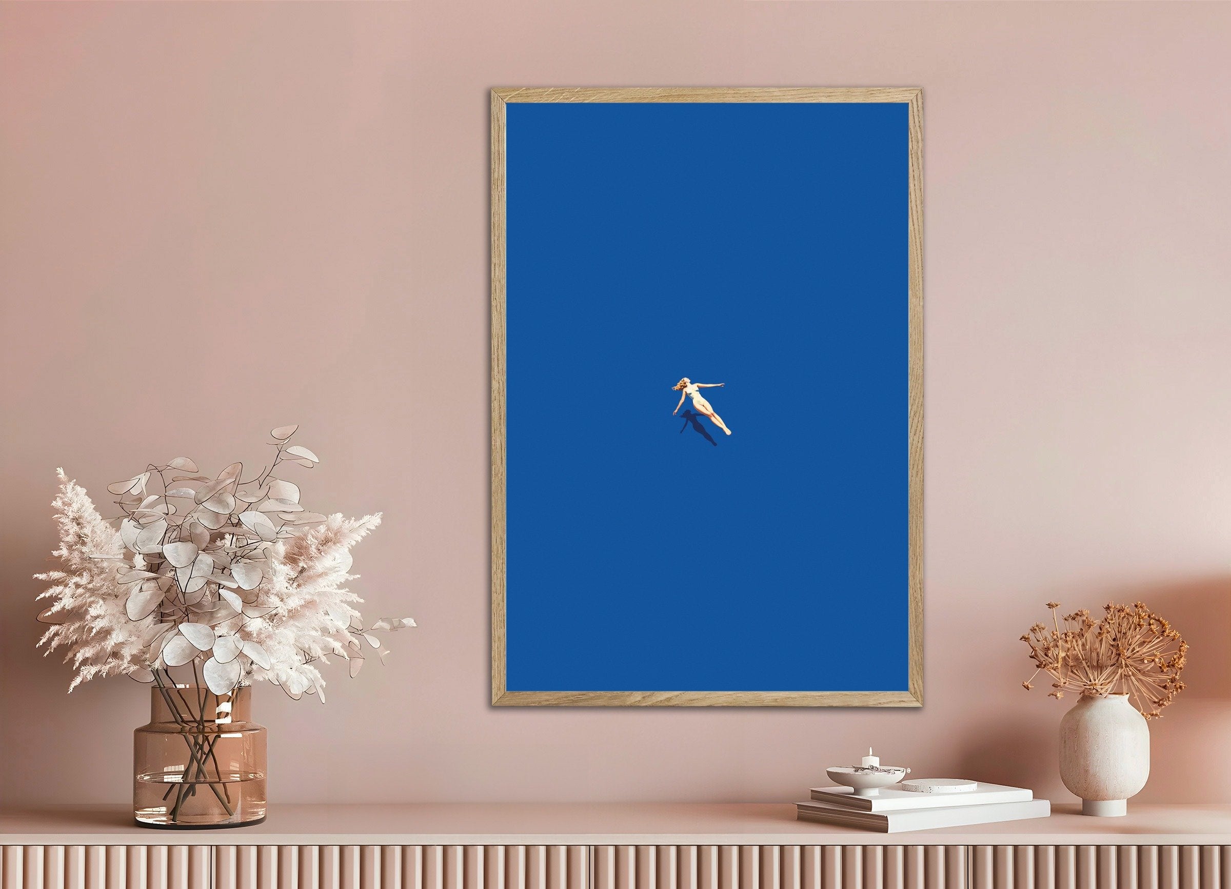 Lady drifting in a pool, spa wall art print