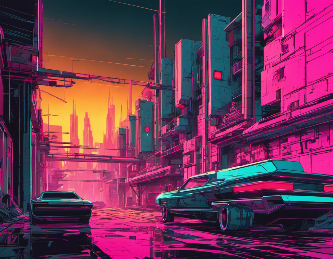 Neon punk, pink city - Poster