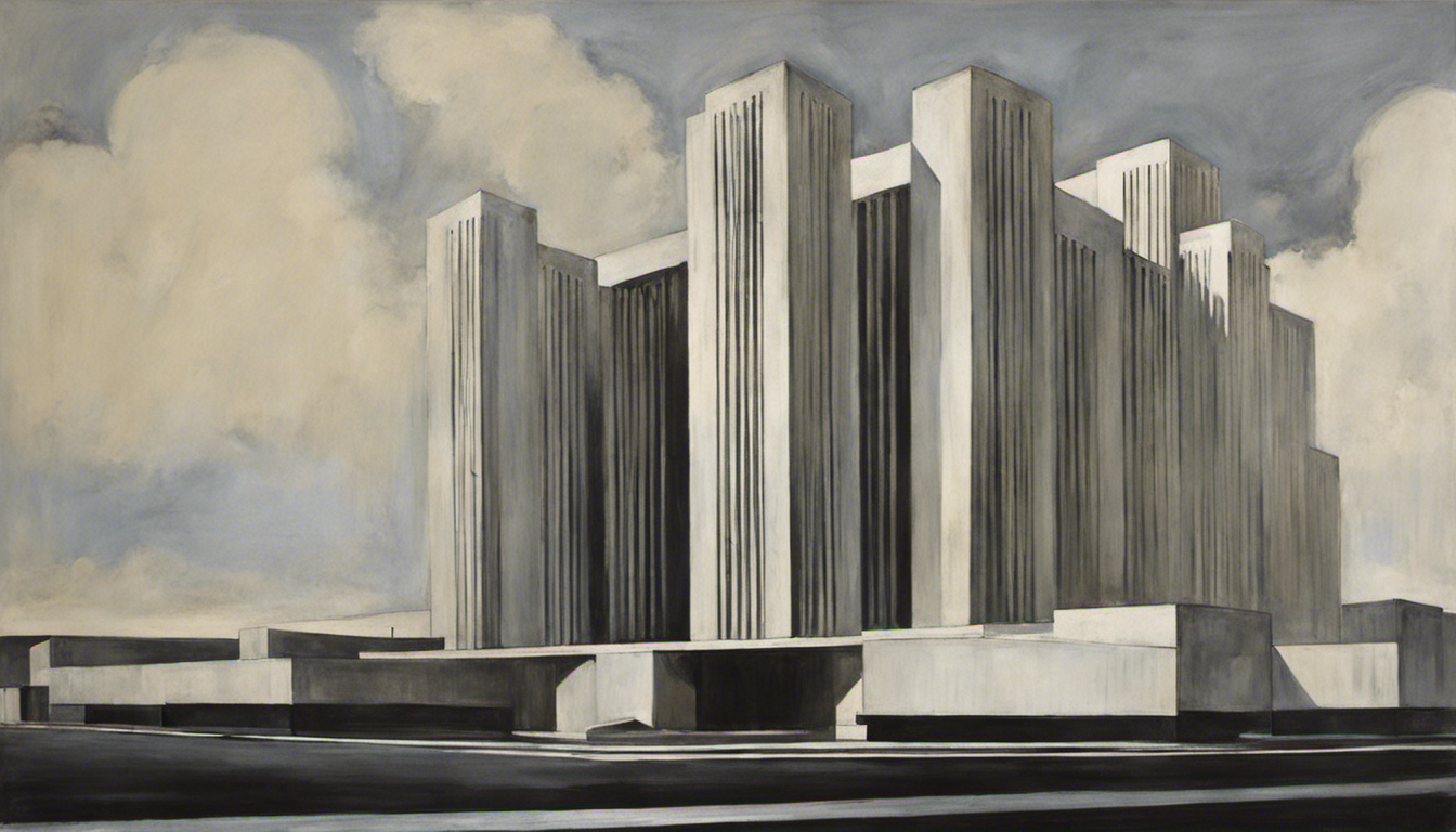 Early 20th-century British androgynous expressionist portraits alongside brutalist architectural designs – Art Print