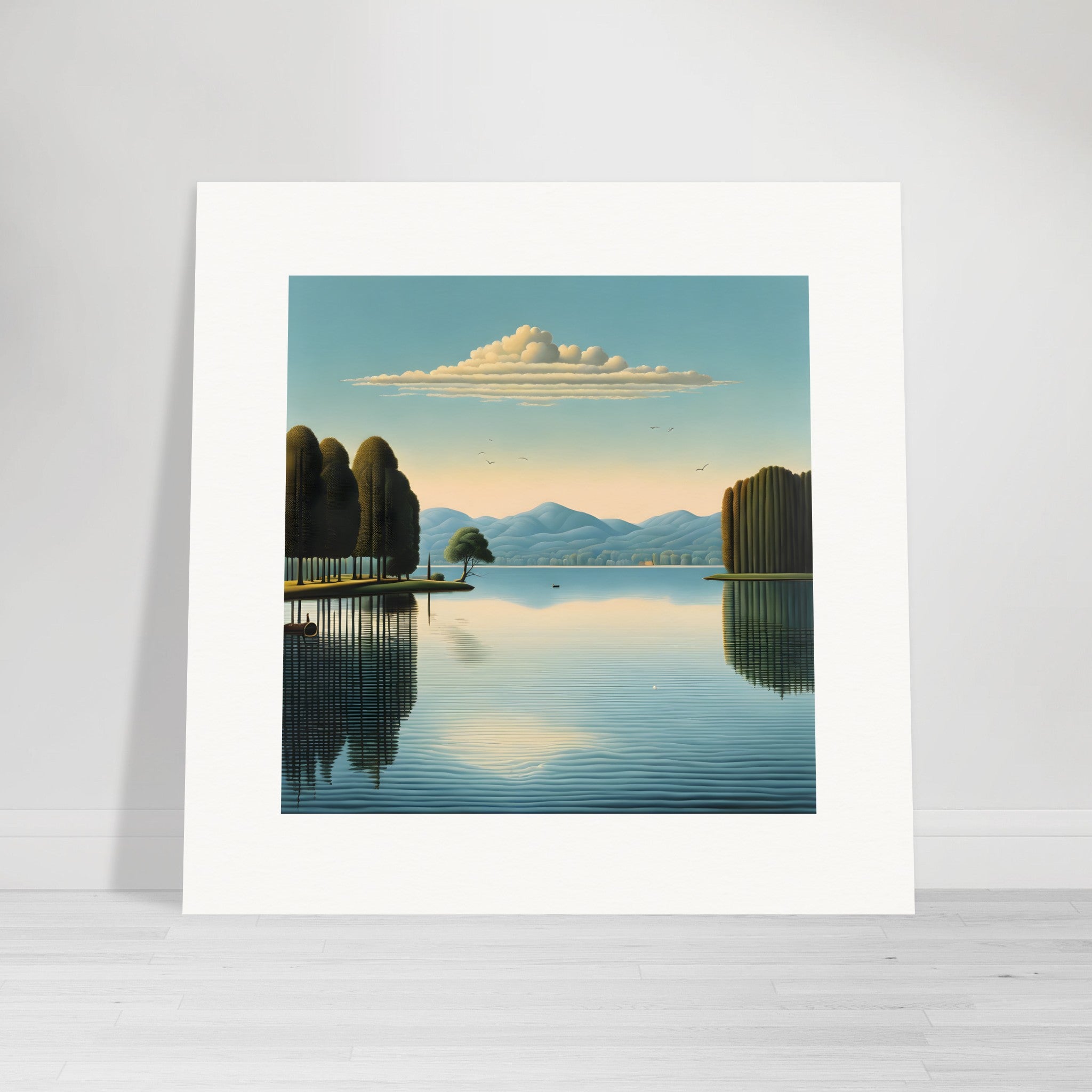 Belgian Surrealism, Mirror Images on the Lake – Print