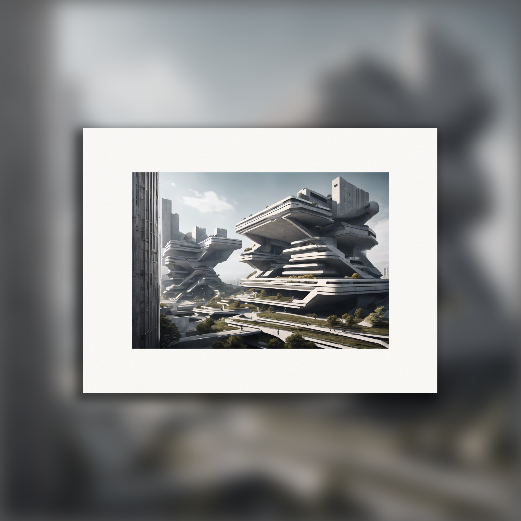 Brutalist Architecture, Futuristic Urban Landscape – Print