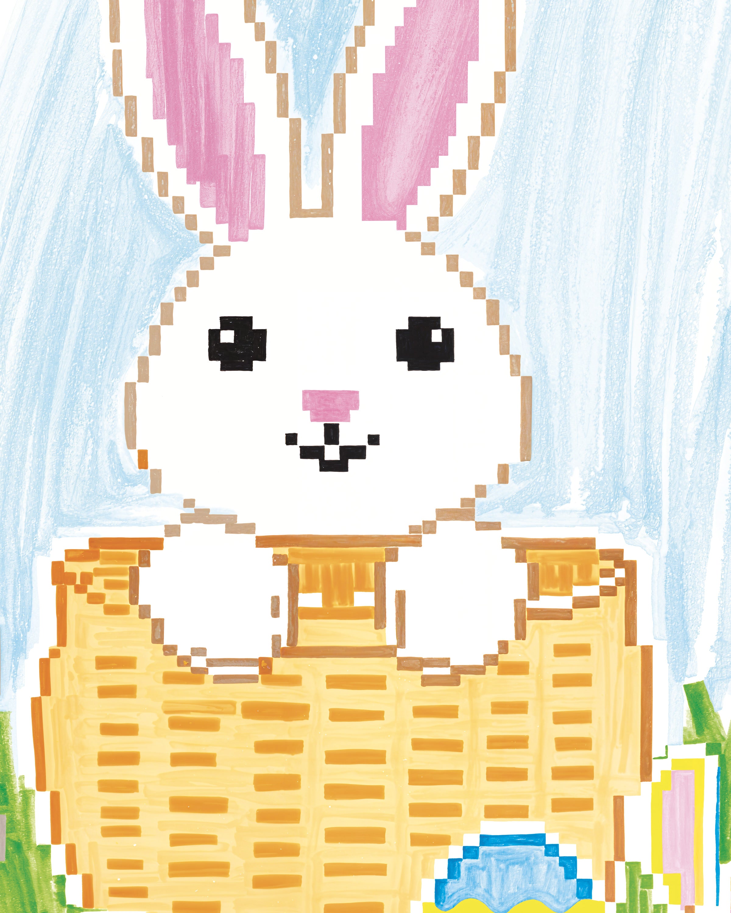 Pixel Bunny Basket – Easter Eggs & Sunshine - Poster