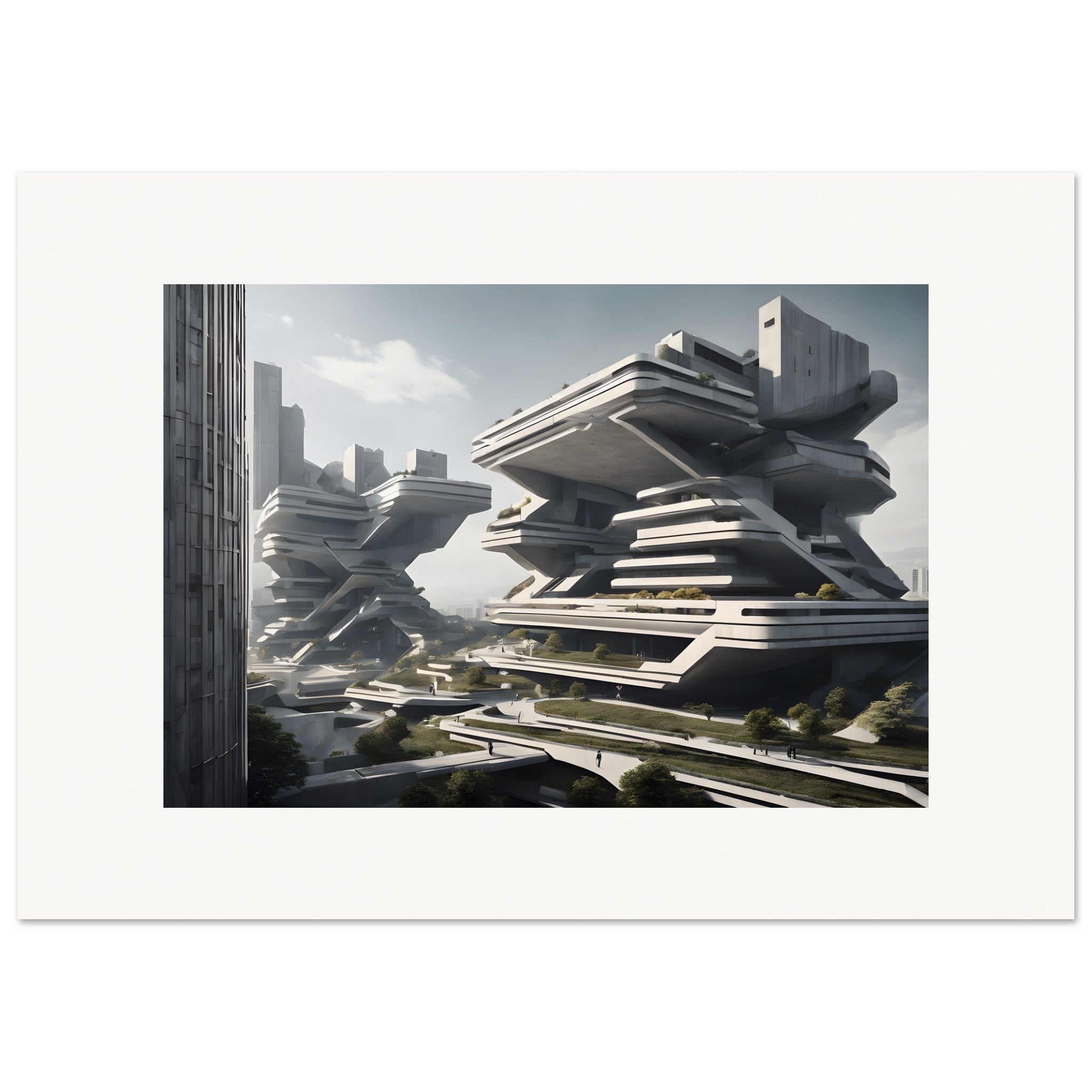 Brutalist Architecture, Futuristic Urban Landscape – Print