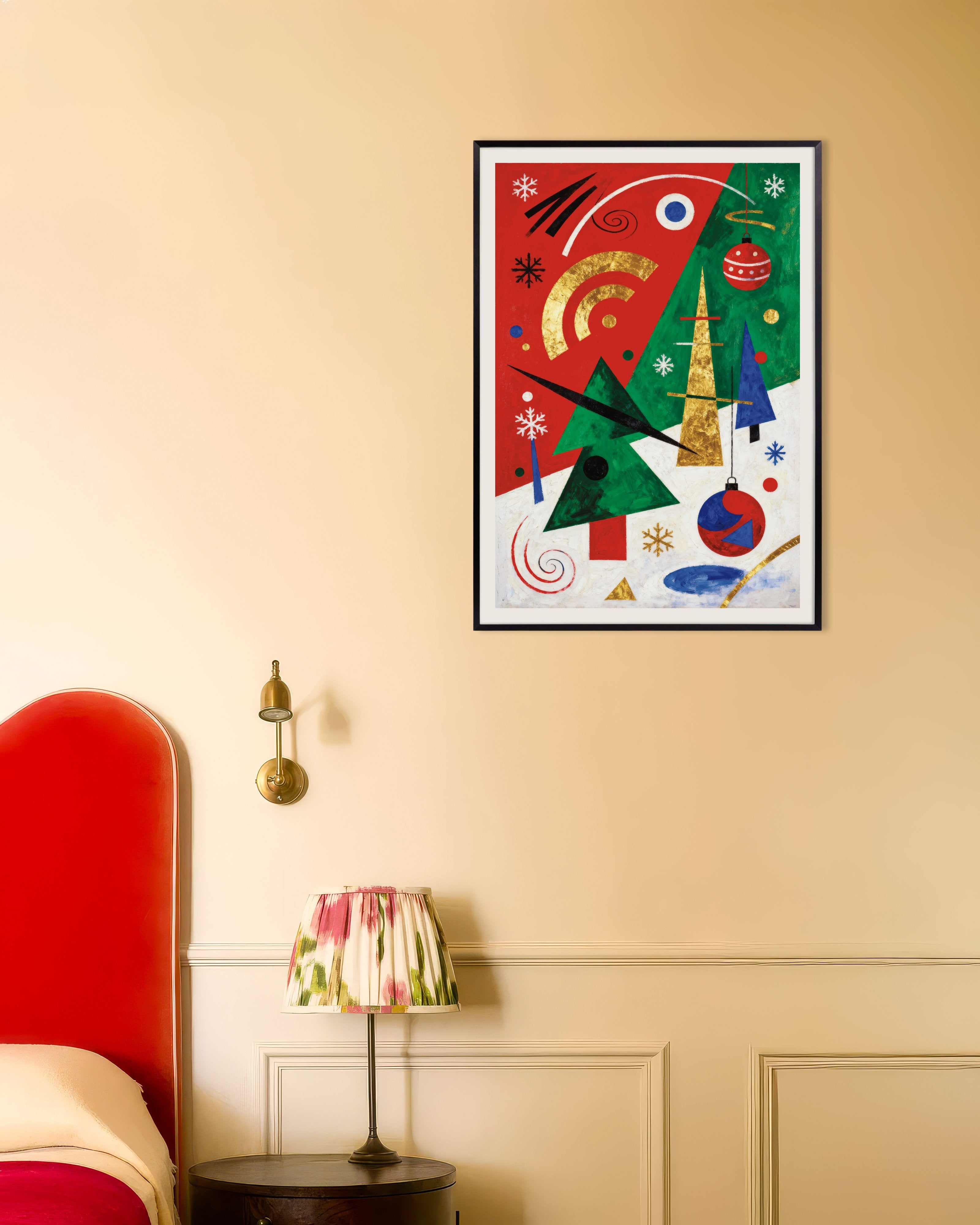 Poster of Abstract Christmas art print, with metal frame