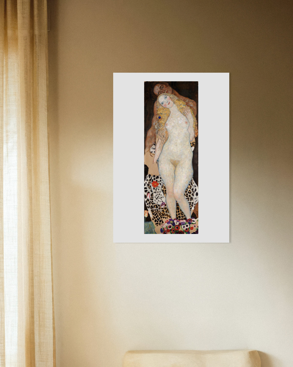 Poster of Adam and Eve (1917–1918) by Gustav Klimt